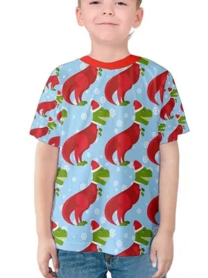 Christmas T-Rex Dinosaur Kids' Cotton Tee