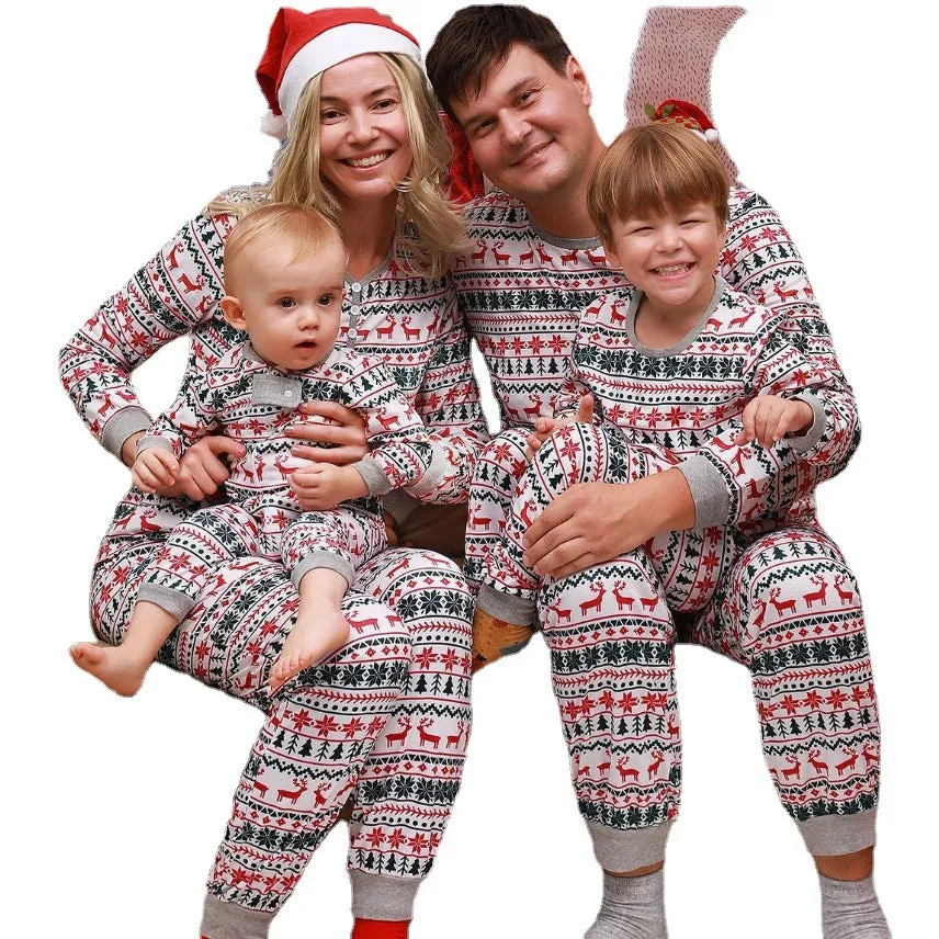 Christmas Tree and Reindeer Patterned Family Matching Pajamas Sets