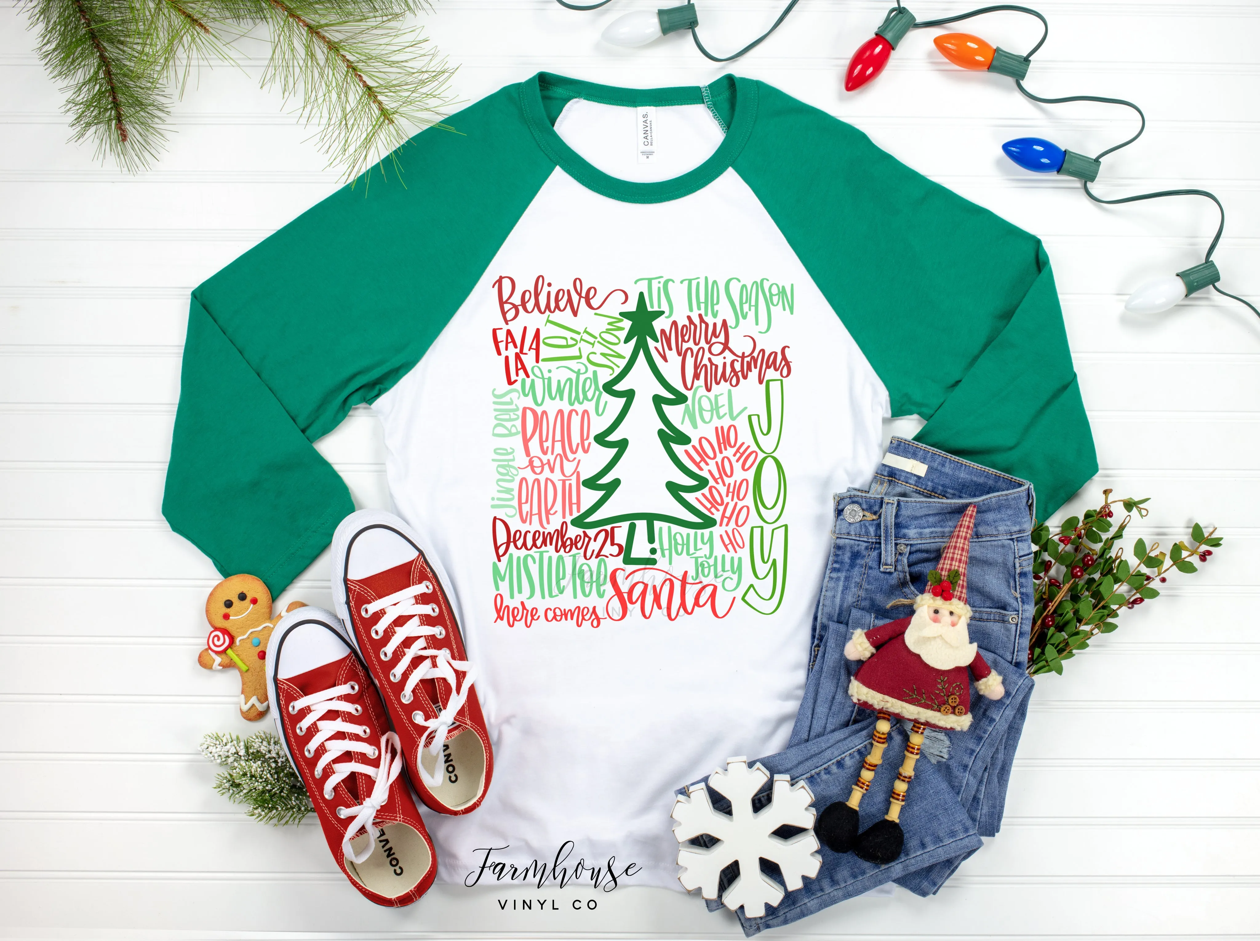 Christmas Tree Sayings Raglan Shirt