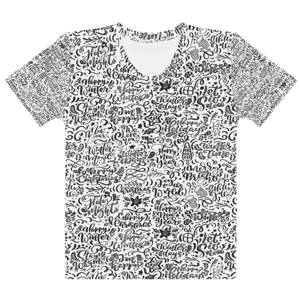 Christmas Typography Pattern Women's T-shirt