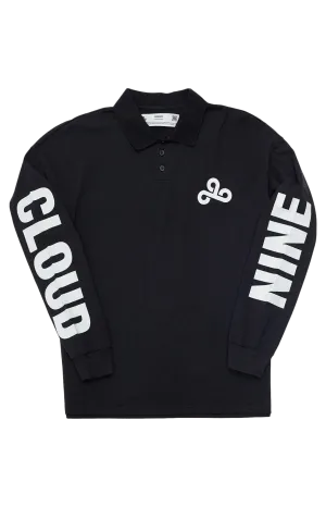 Cloud9 x PacSun Long Sleeve Polo. Black.