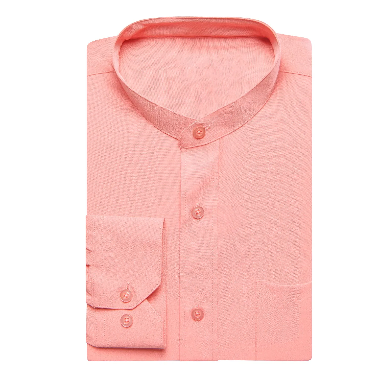 Coral Pink Solid Men's Long Sleeve Business Shirt