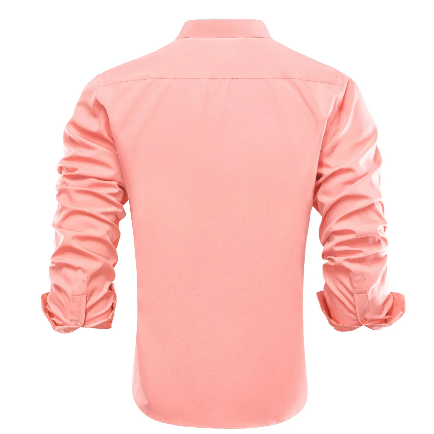 Coral Pink Solid Men's Long Sleeve Business Shirt