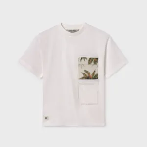 CREAM SHORT SLEEVE T-SHIRT WITH GRAPHIC PRINT