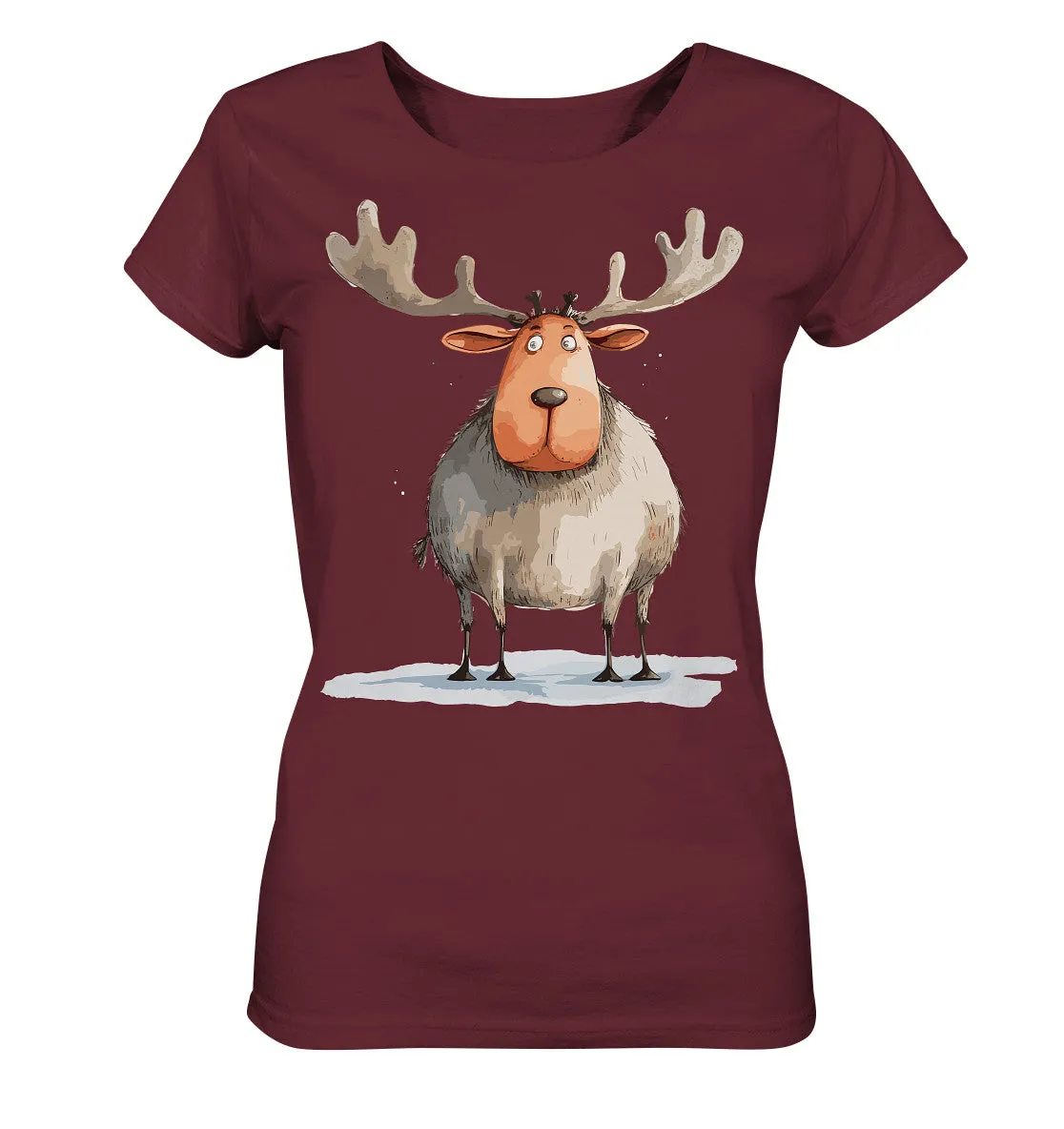 Damen T-Shirt mit Weihnachtsmotiv "Dicker Elch"