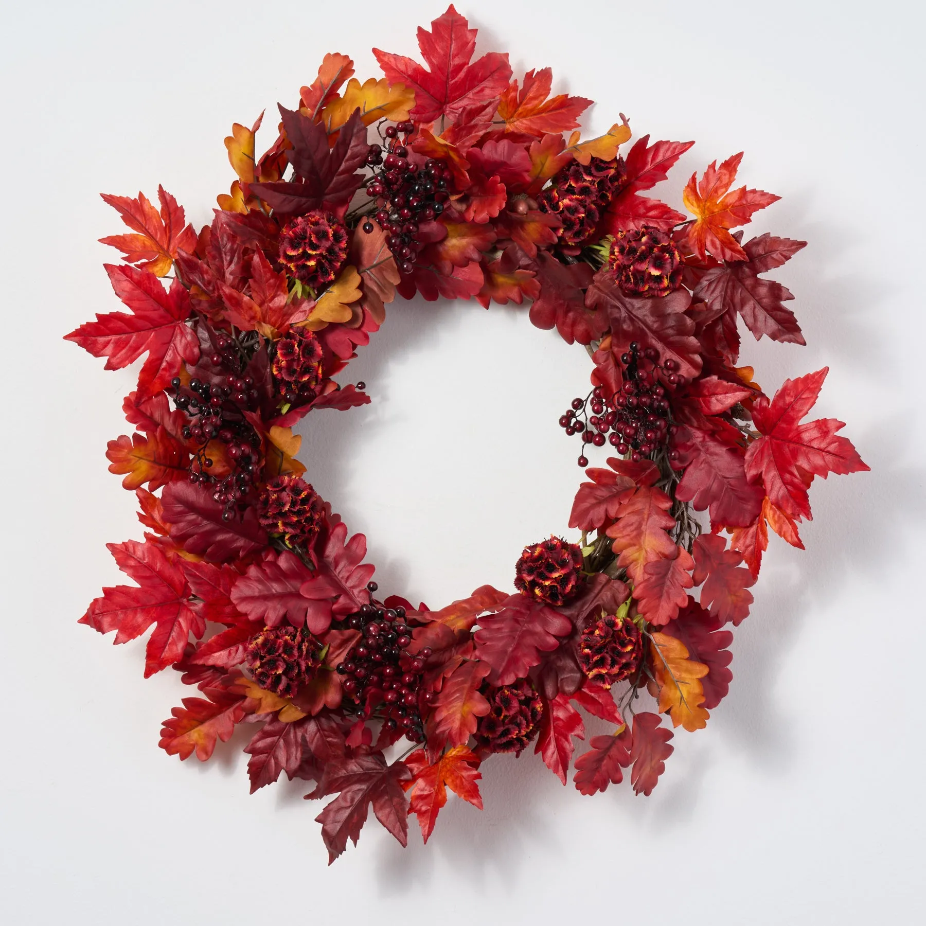 Dark Burgundy & Fire Red Fall Campfire Front Door Mantel Wreath Wall Decor