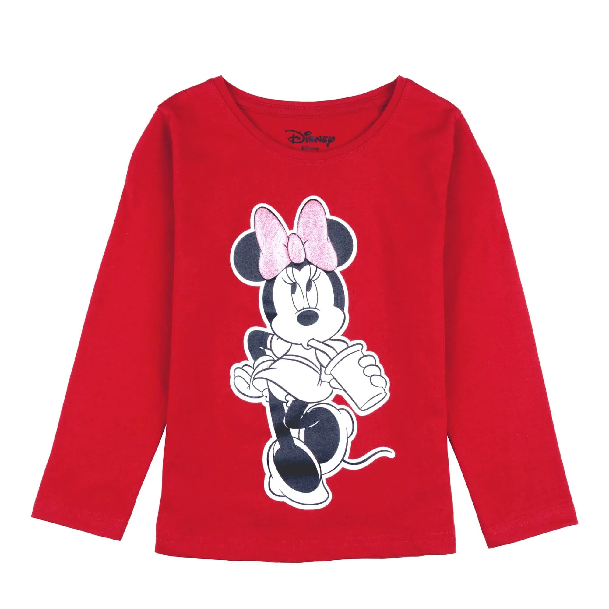 Disney Minnie Round Neck Character Puff Glitter With Back Keyhole