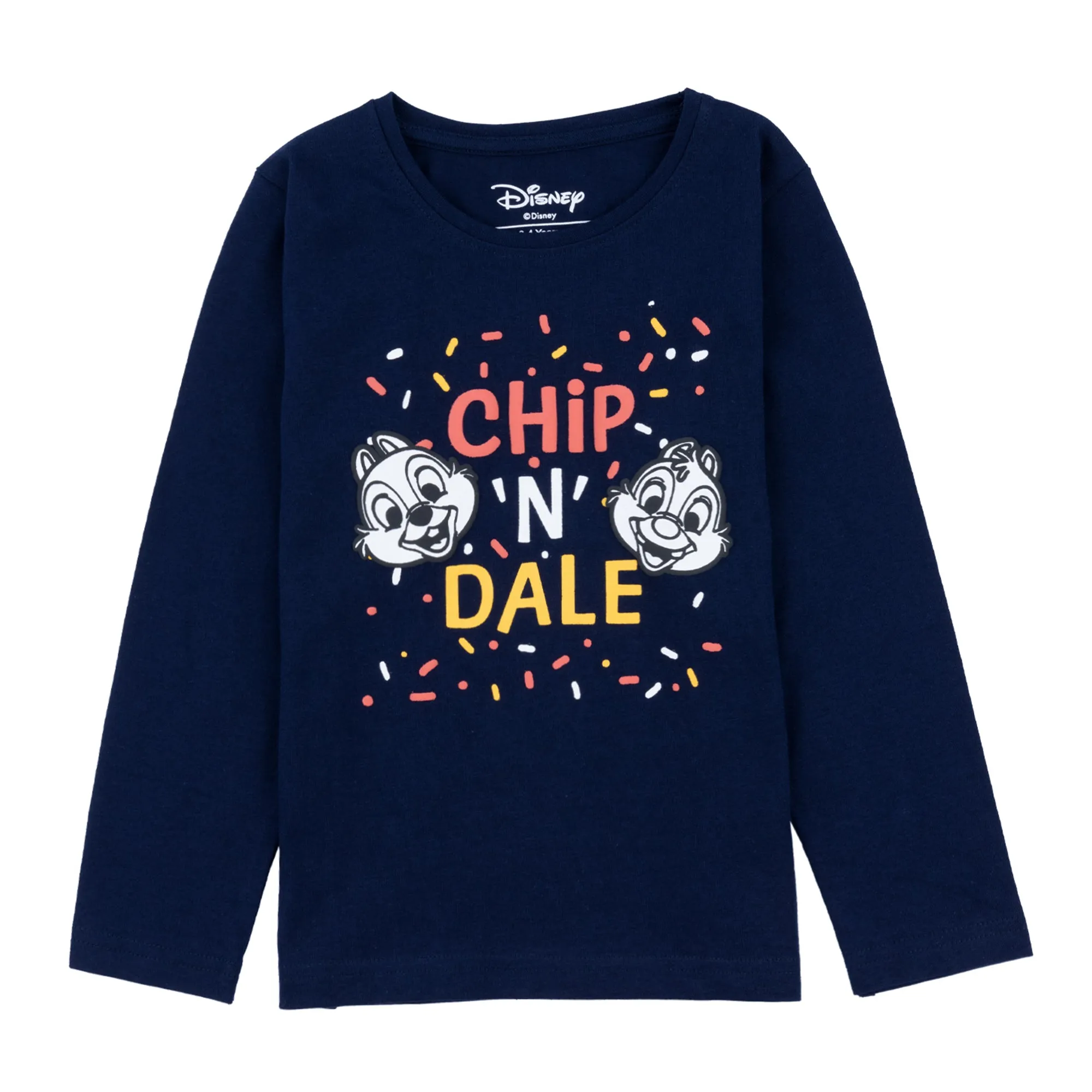 Disney Round Neck "Chip 'N' Dale" Puff Print Full Sleeve T-Shirt