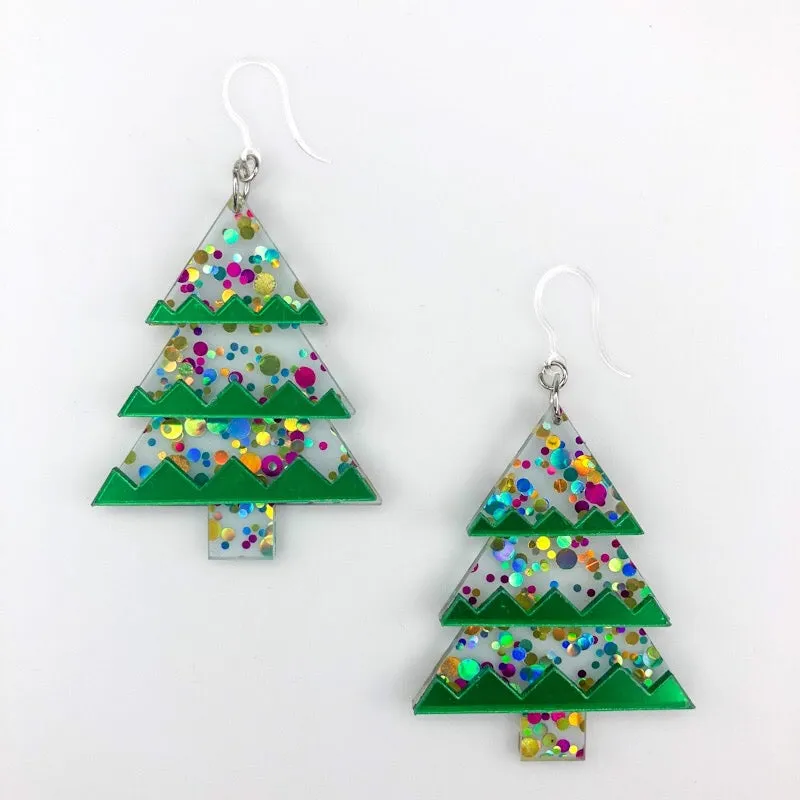 Exaggerated Christmas Tree Dangles Hypoallergenic Earrings for Sensitive Ears Made with Plastic Posts