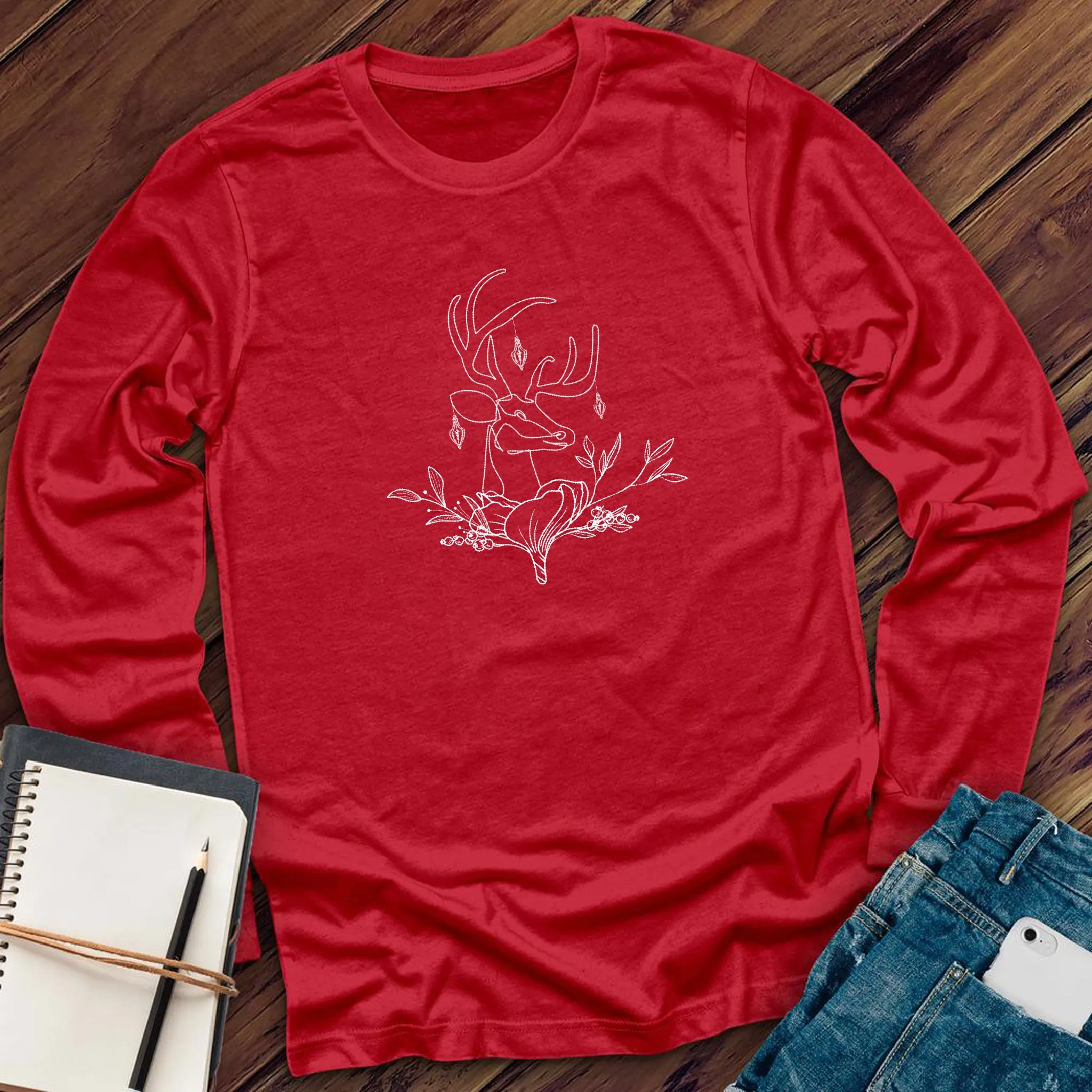 Floral Reindeer Long Sleeve