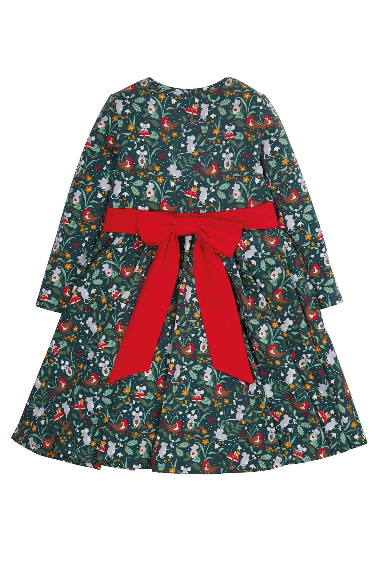 Frugi Party Skater Dress Fir Tree Festive Friends