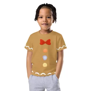 Gingerbread Friend Kids crew neck t-shirt: holiday party, Christmas trip style