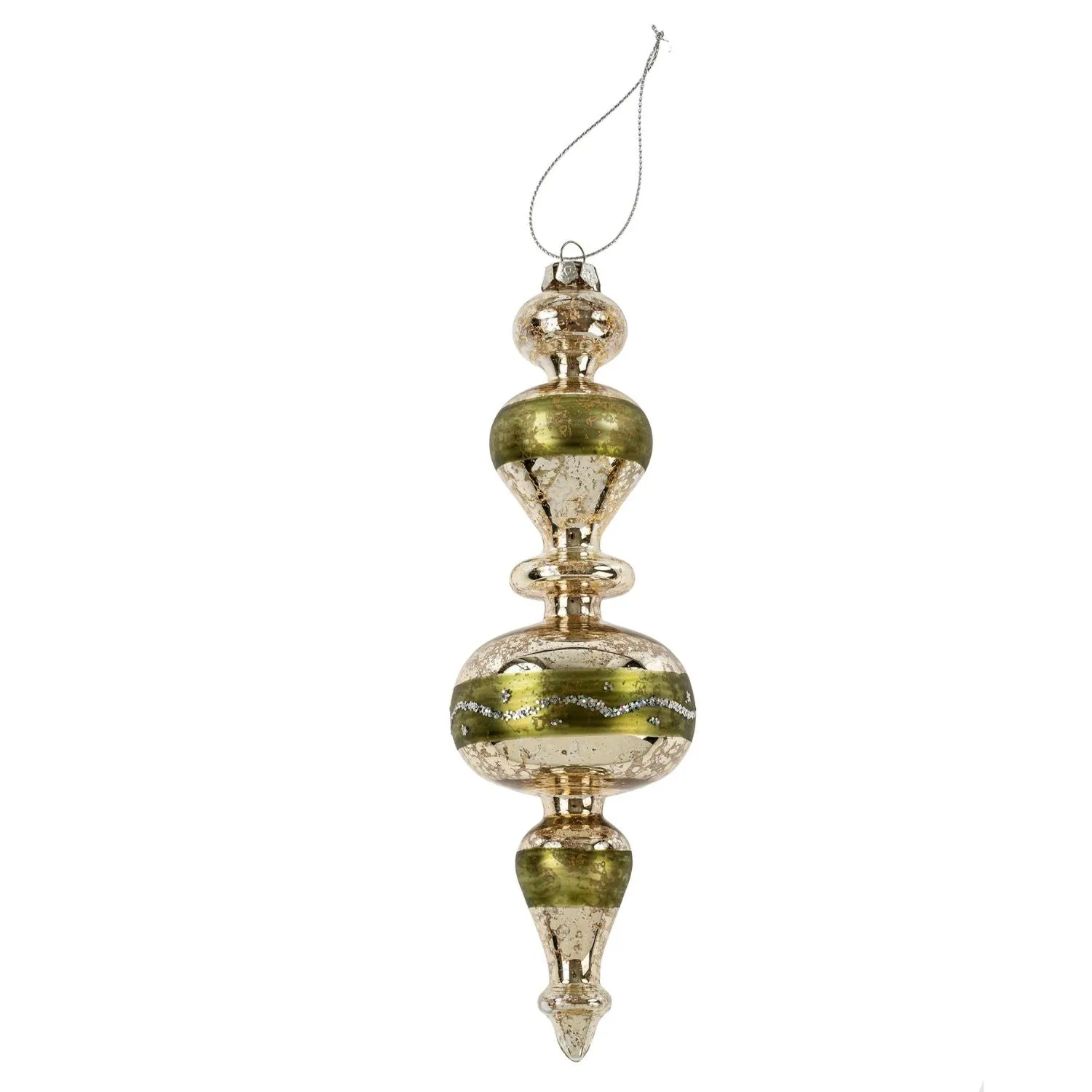 Glitter Green Spindle Ornament