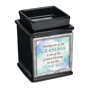 Grandma Greatest Blessing Glossy Black Interchangeable Photo Frame Candle Wax Oil Warmer