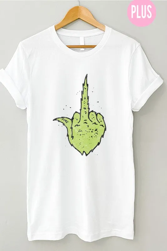 GRINCH HAND CHRISTMAS  VINTAGE GRAPHIC TEE    PLUS