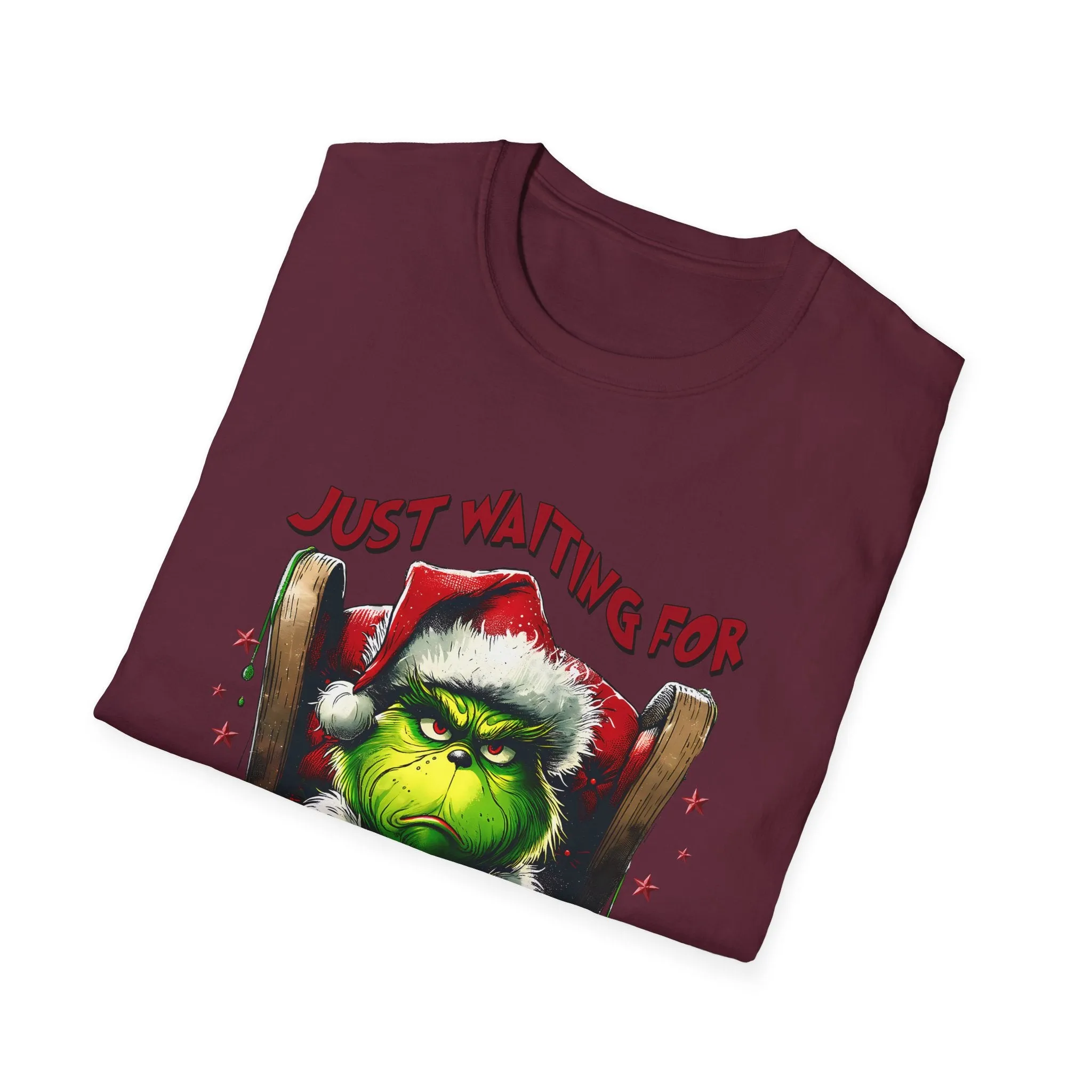 Grinch Waiting for Christmas Unisex T-Shirt - Festive Holiday Apparel