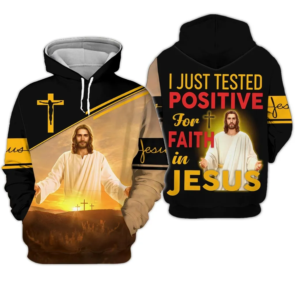 I just test positive for faith in jesus 3D All Over Printed Shirts, Jesus Sublimation on shirt, Xmas Jesus Tshirt