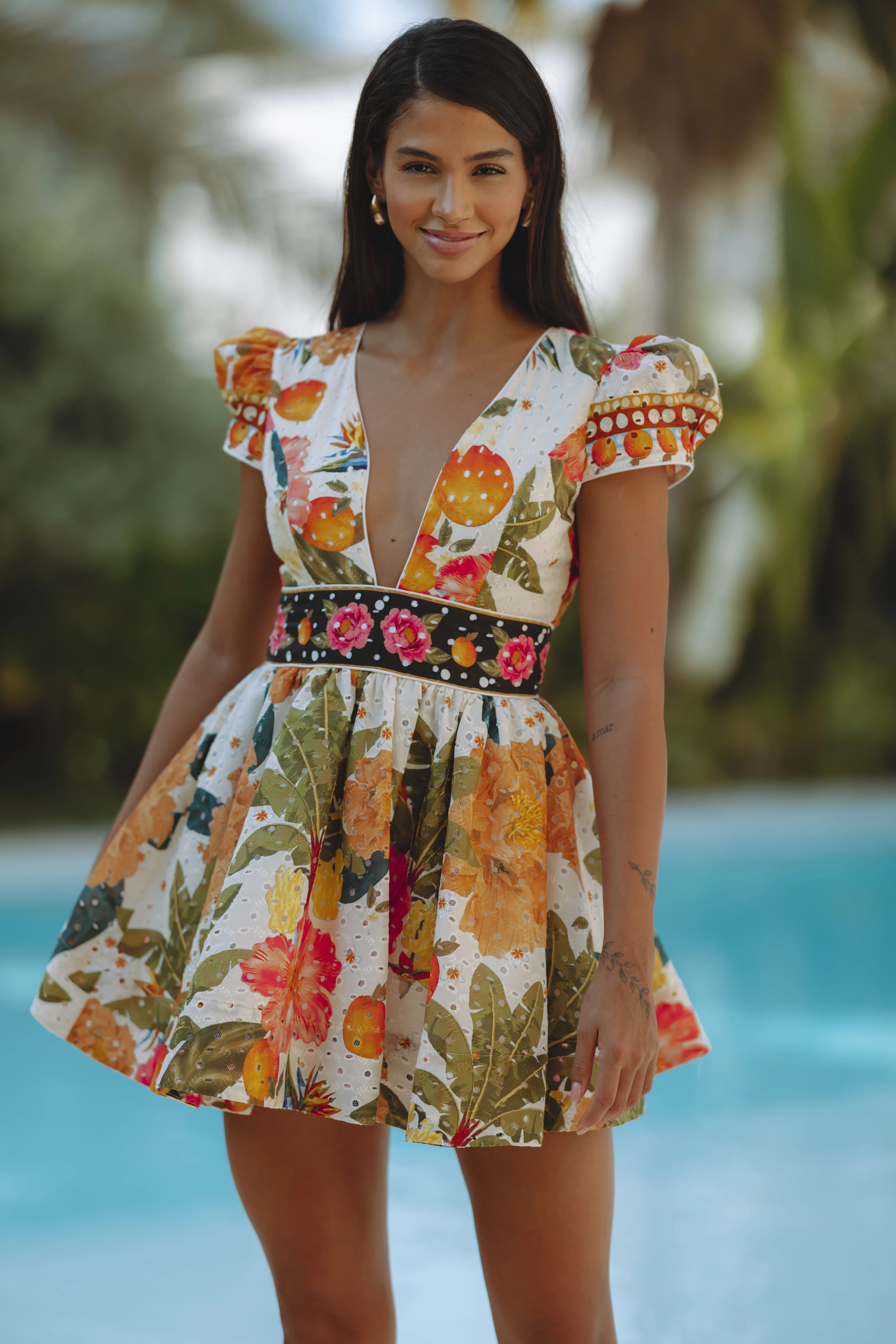 JADA MINI DRESS - TROPICAL ORCHARD BLOSSOM