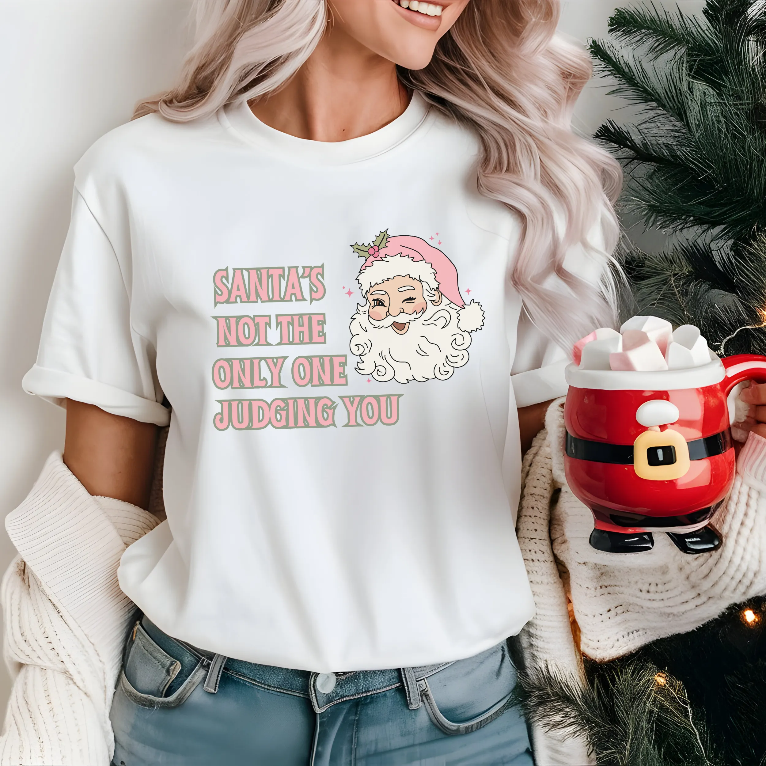 Judging You Christmas Tee | Holiday Humor Unisex Jersey Short Sleeve Tee | Christmas Party Apparel