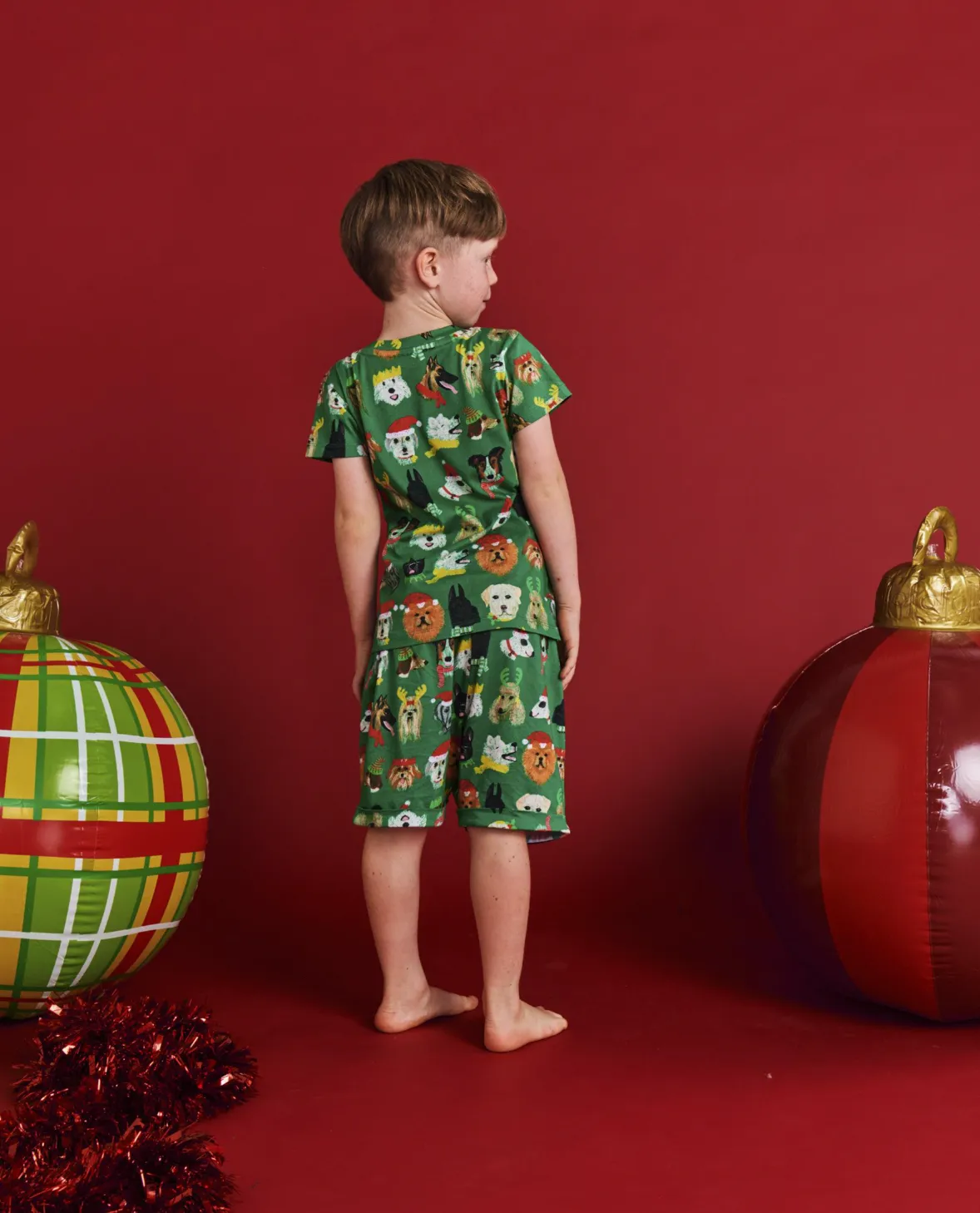 Kip & Co Santa's Little Helper Organic Cotton Short Sleeve Tee & Short Pyjama Set