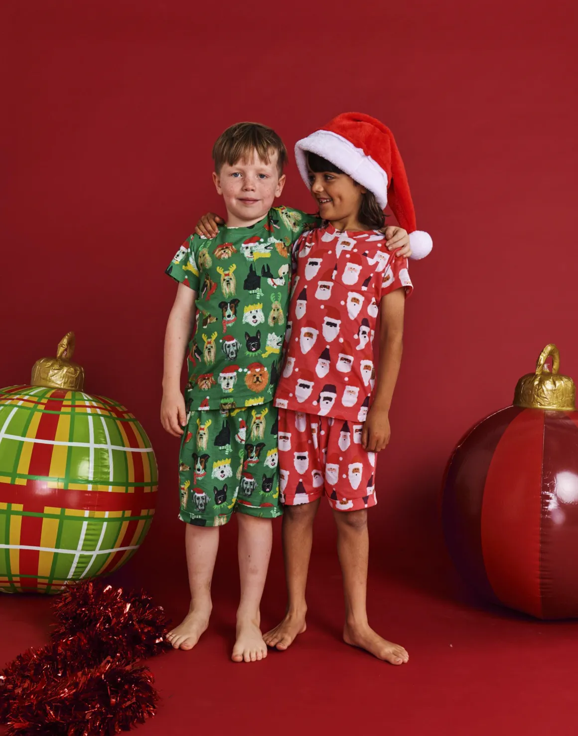 Kip & Co Santa's Little Helper Organic Cotton Short Sleeve Tee & Short Pyjama Set