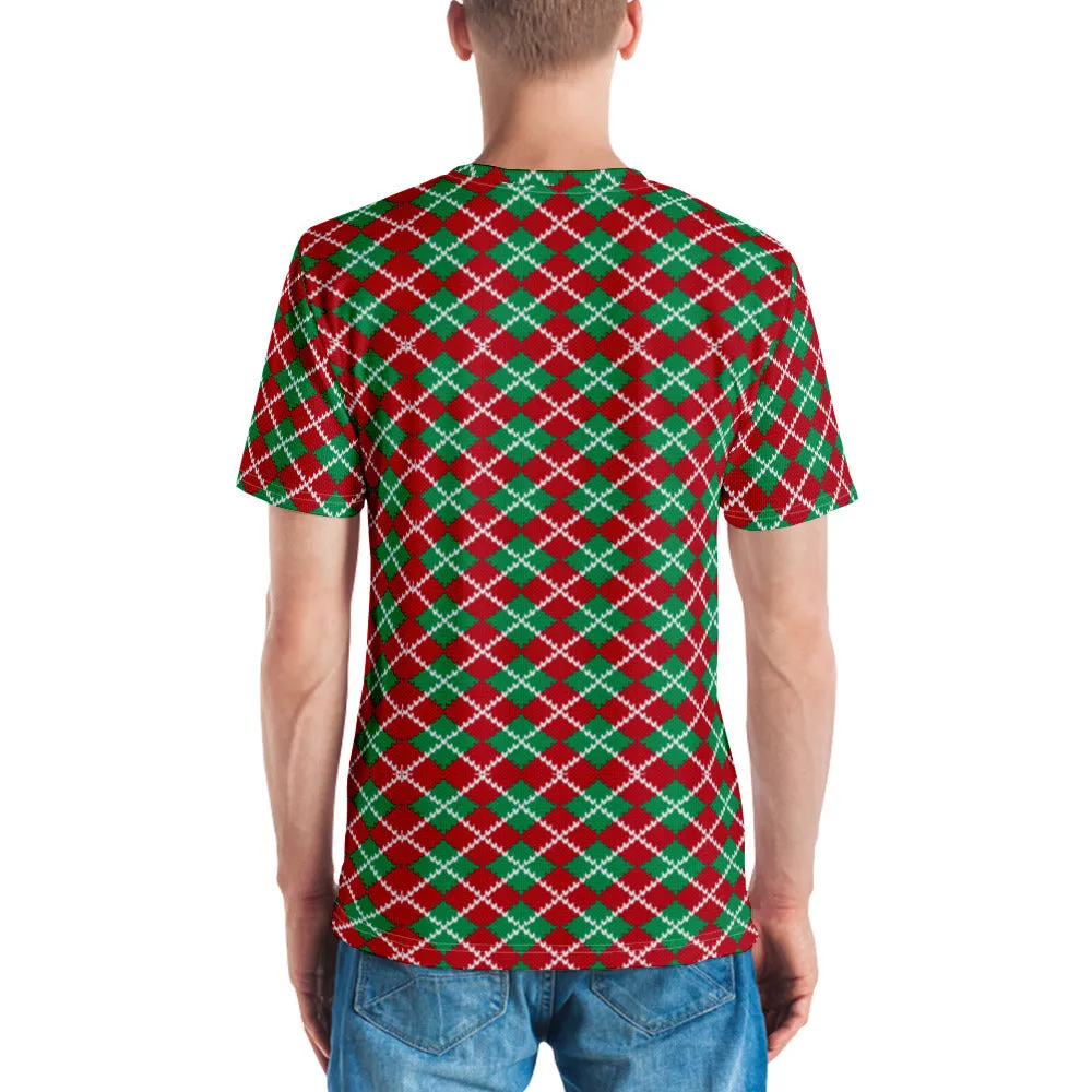 Knit Argyle Christmas Pattern Men's T-shirt