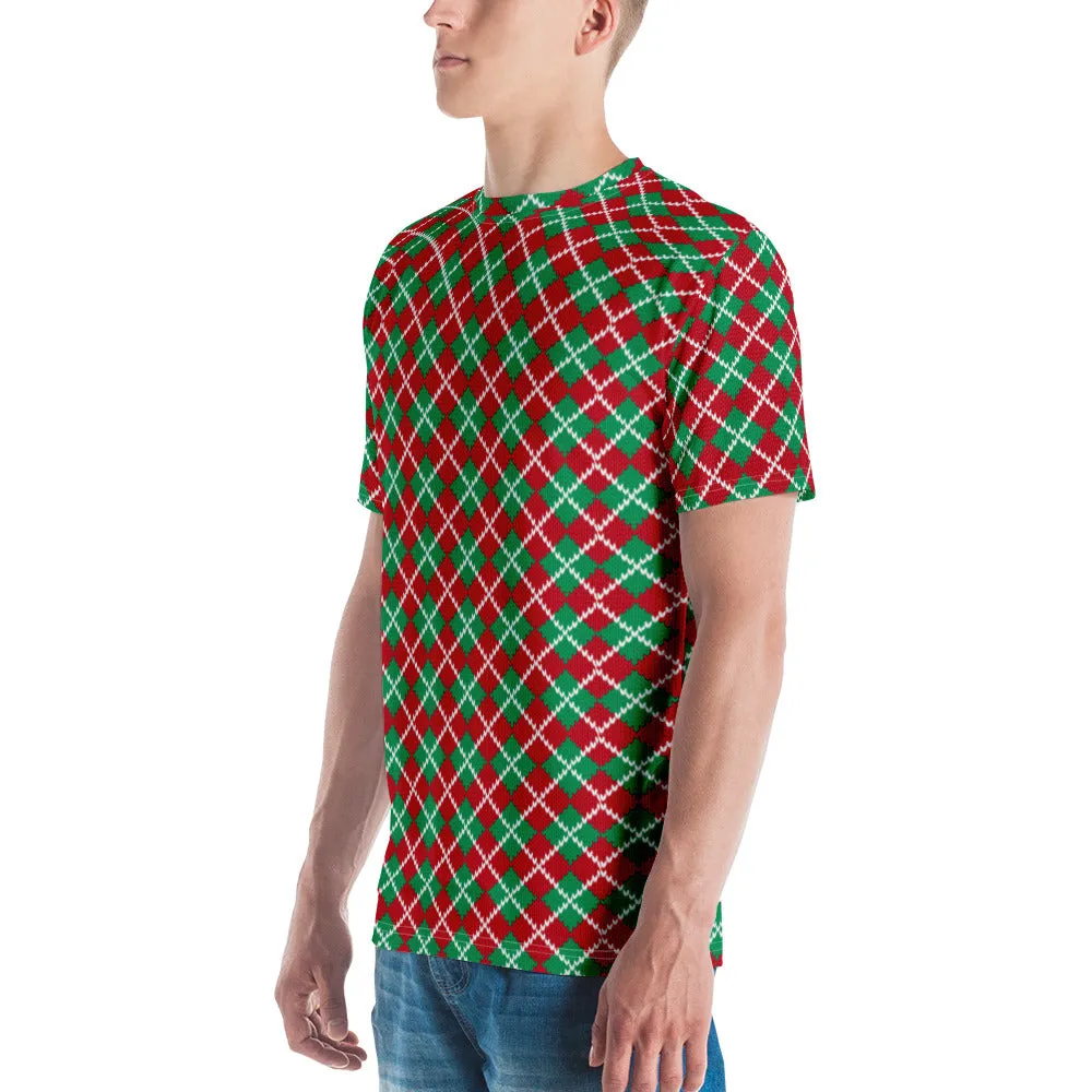 Knit Argyle Christmas Pattern Men's T-shirt