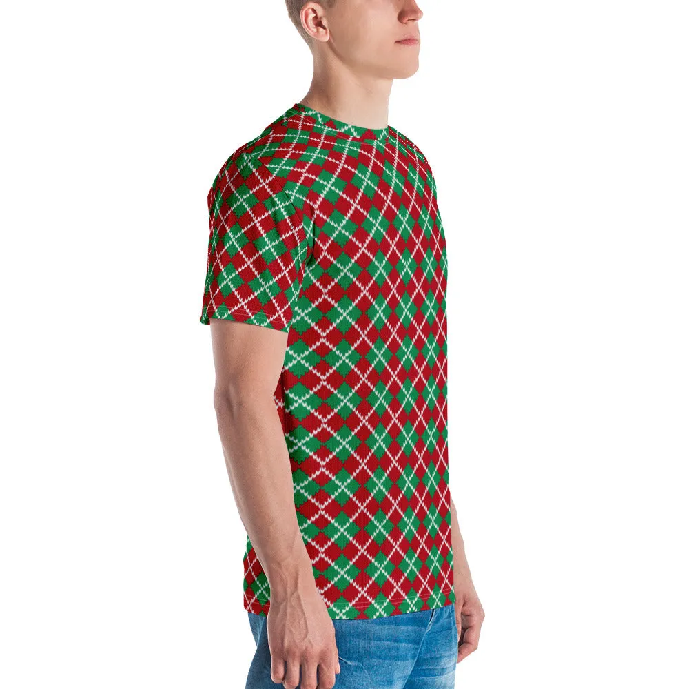 Knit Argyle Christmas Pattern Men's T-shirt