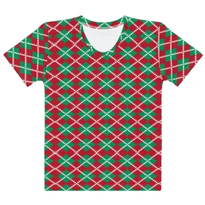 Knit Argyle Christmas Pattern Women's T-shirt