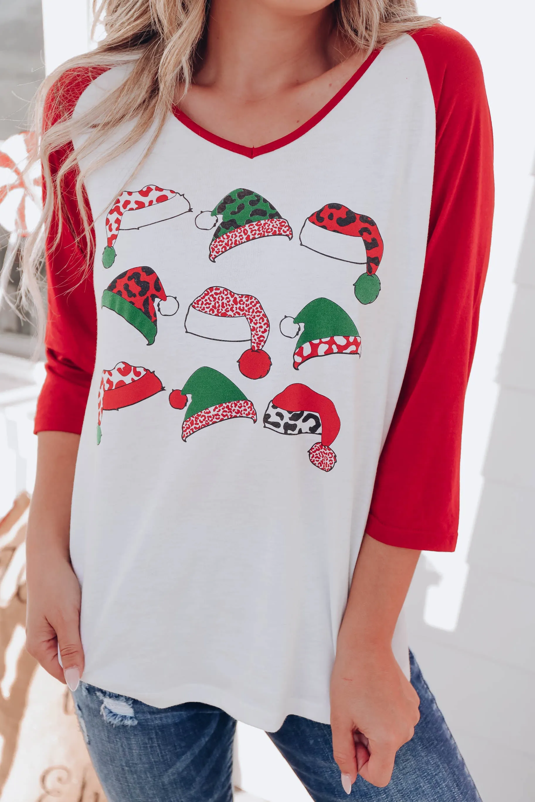 Leopard Santa Hat Graphic Tee