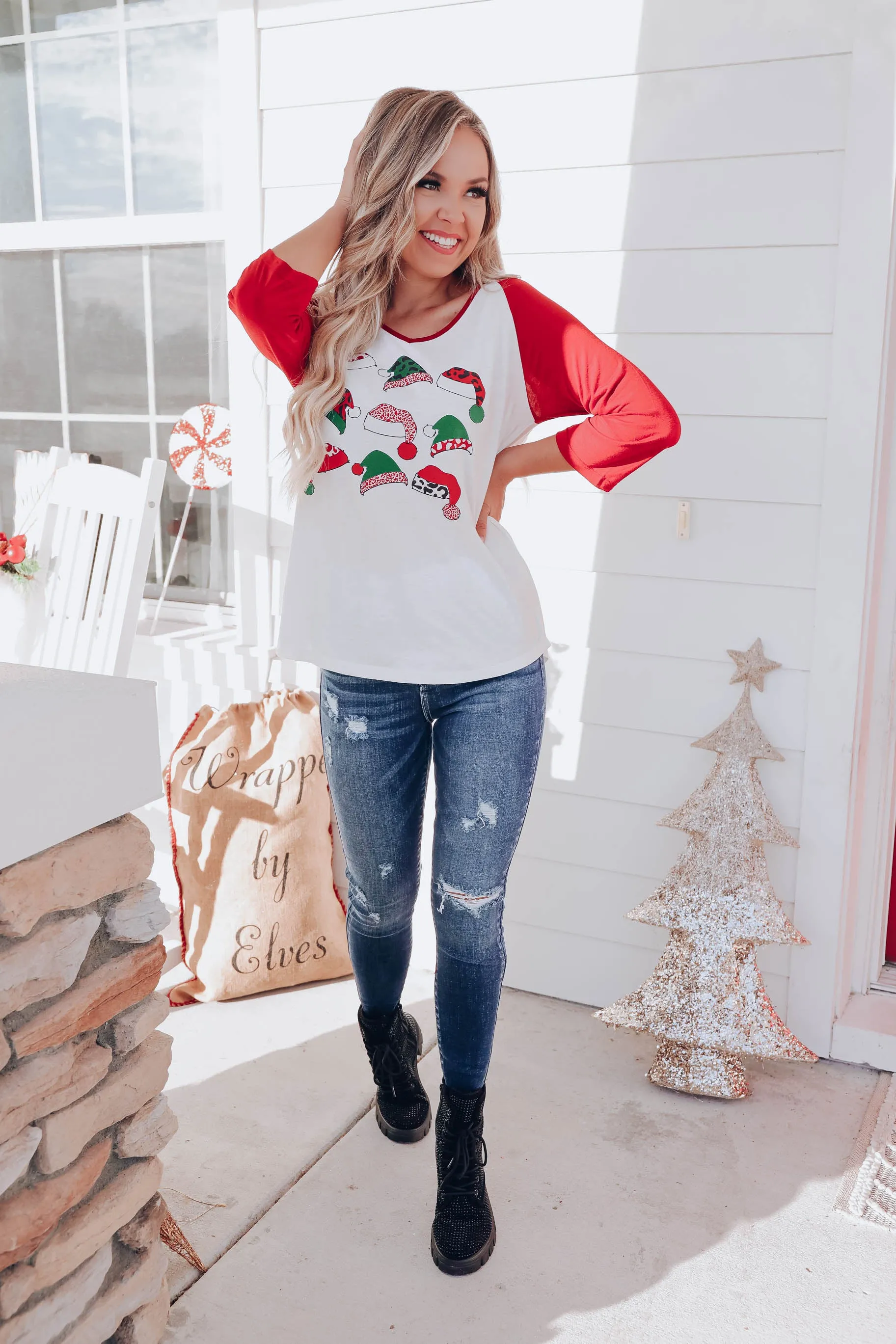 Leopard Santa Hat Graphic Tee