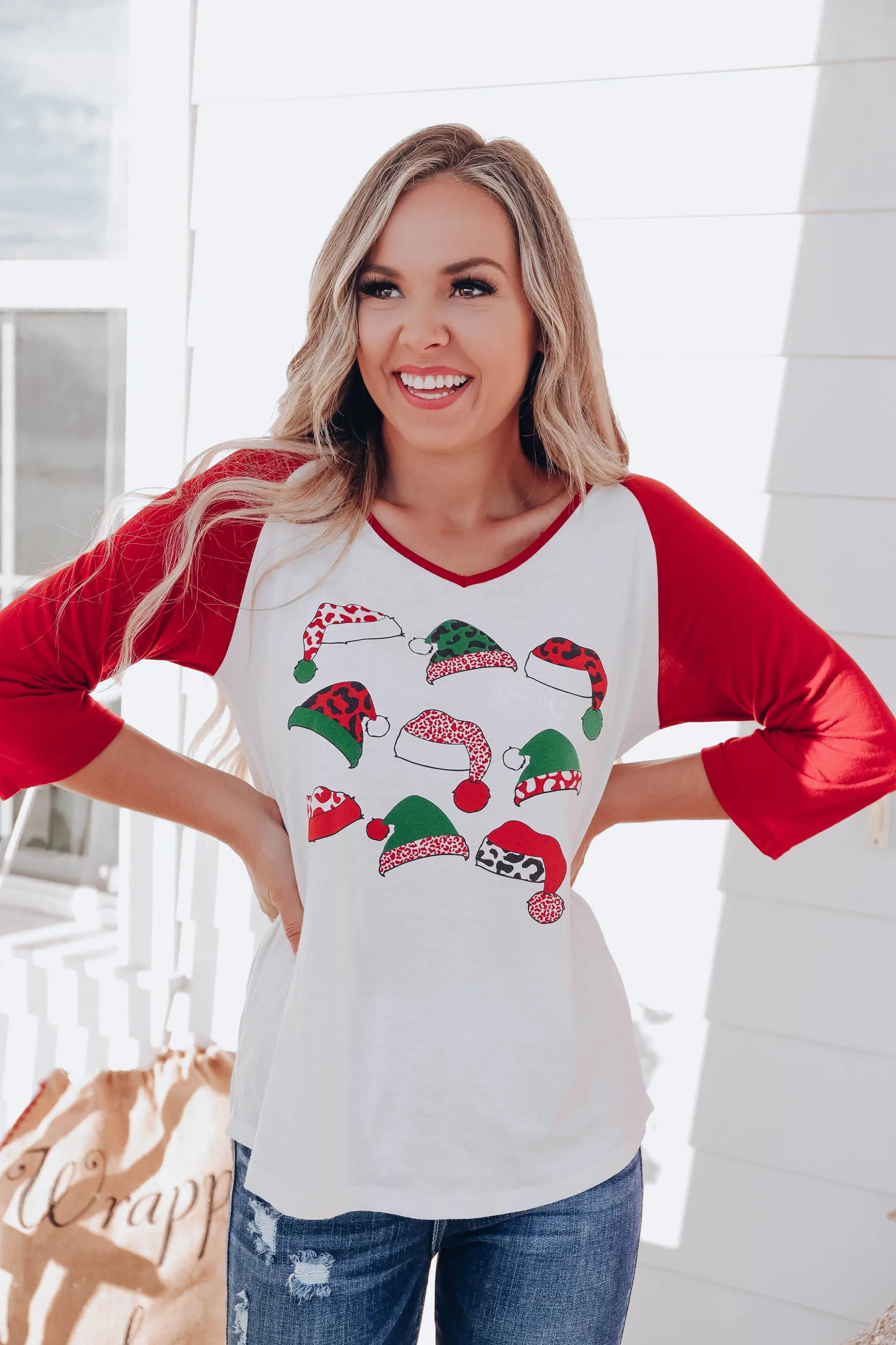 Leopard Santa Hat Graphic Tee