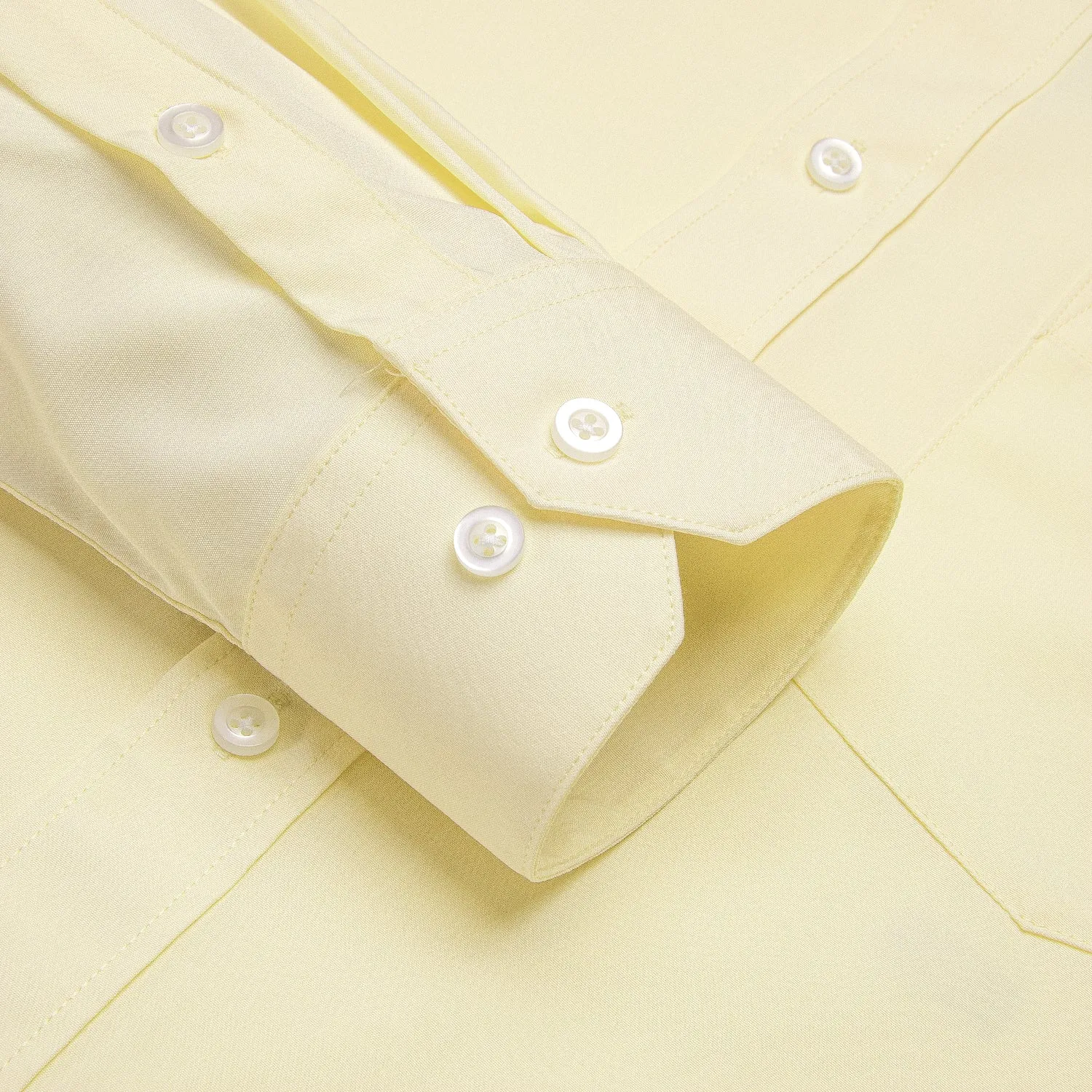 Light Yellow Solid Men's Long Sleeve Business Shirt