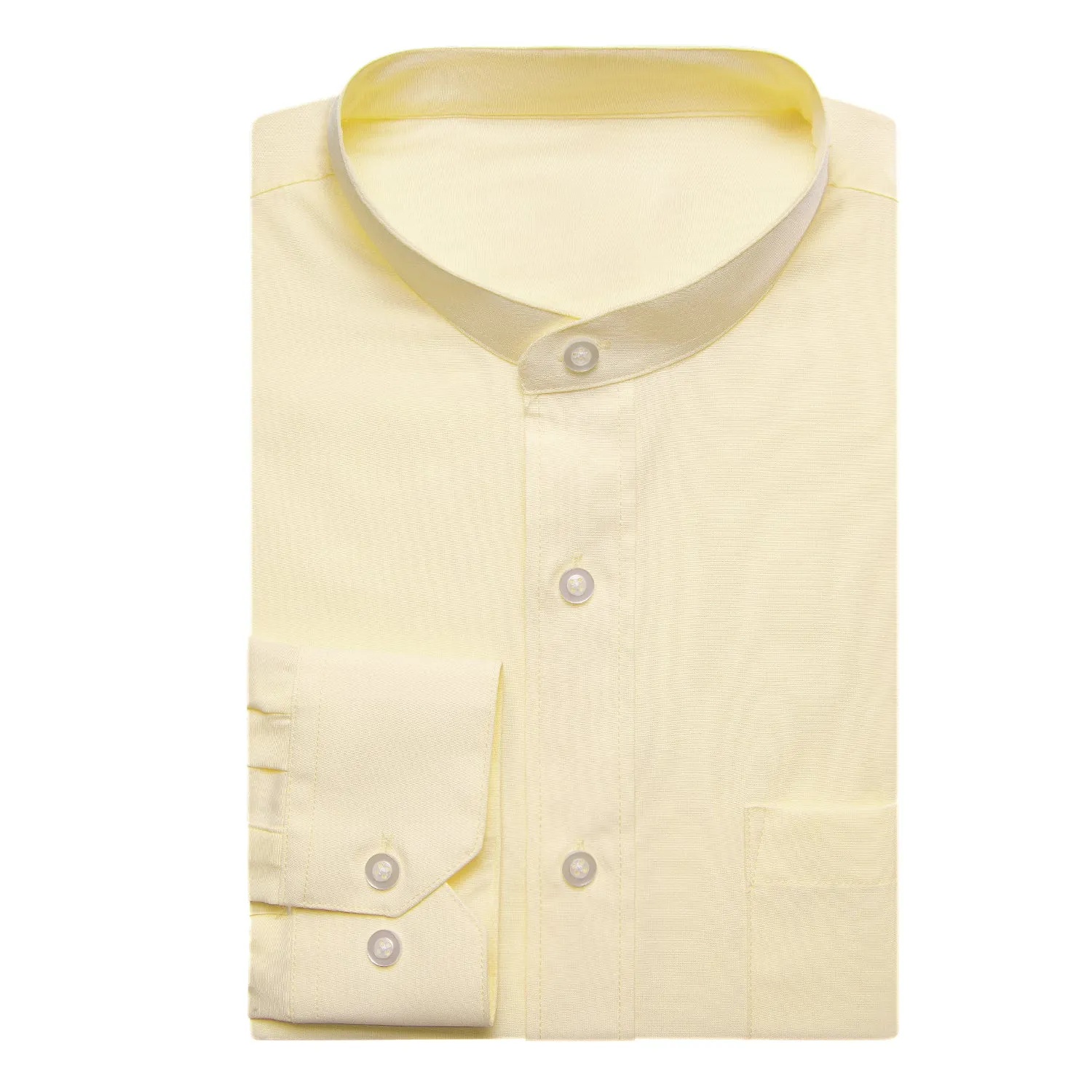 Light Yellow Solid Men's Long Sleeve Business Shirt