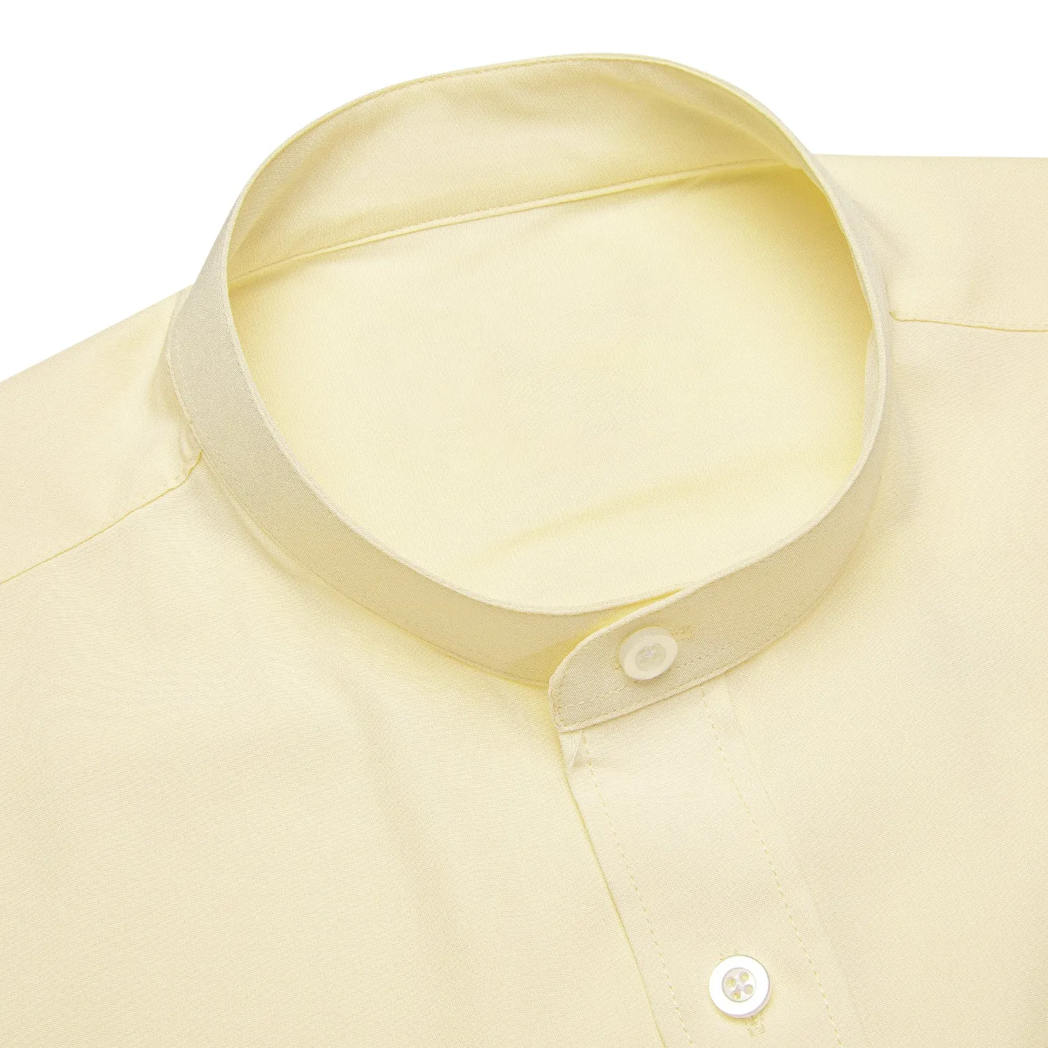 Light Yellow Solid Men's Long Sleeve Business Shirt