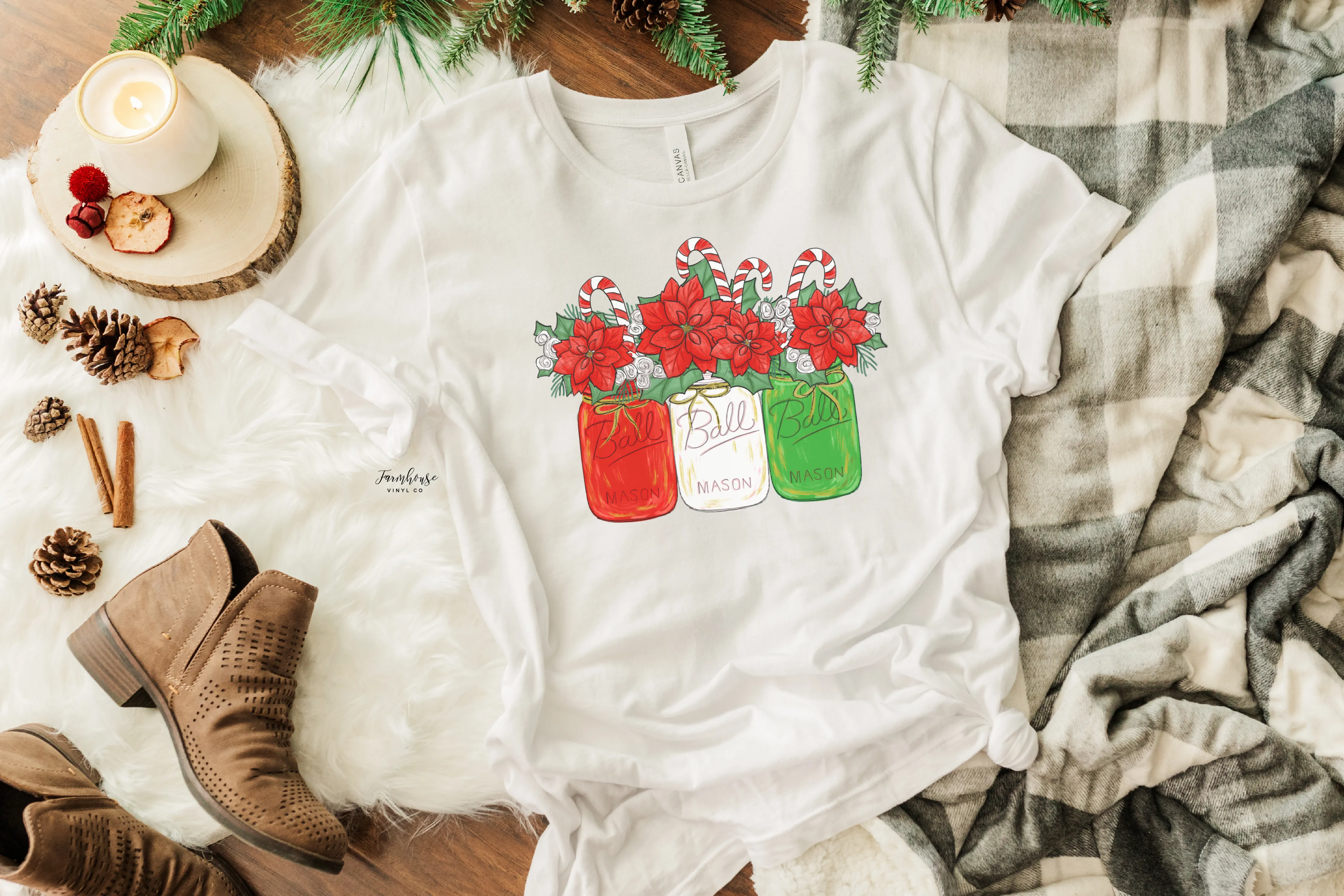 Mason Jar Christmas Holly Shirt