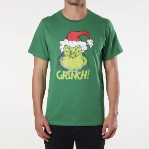 Men's Grinch Christmas Cotton Printed Tee - Green