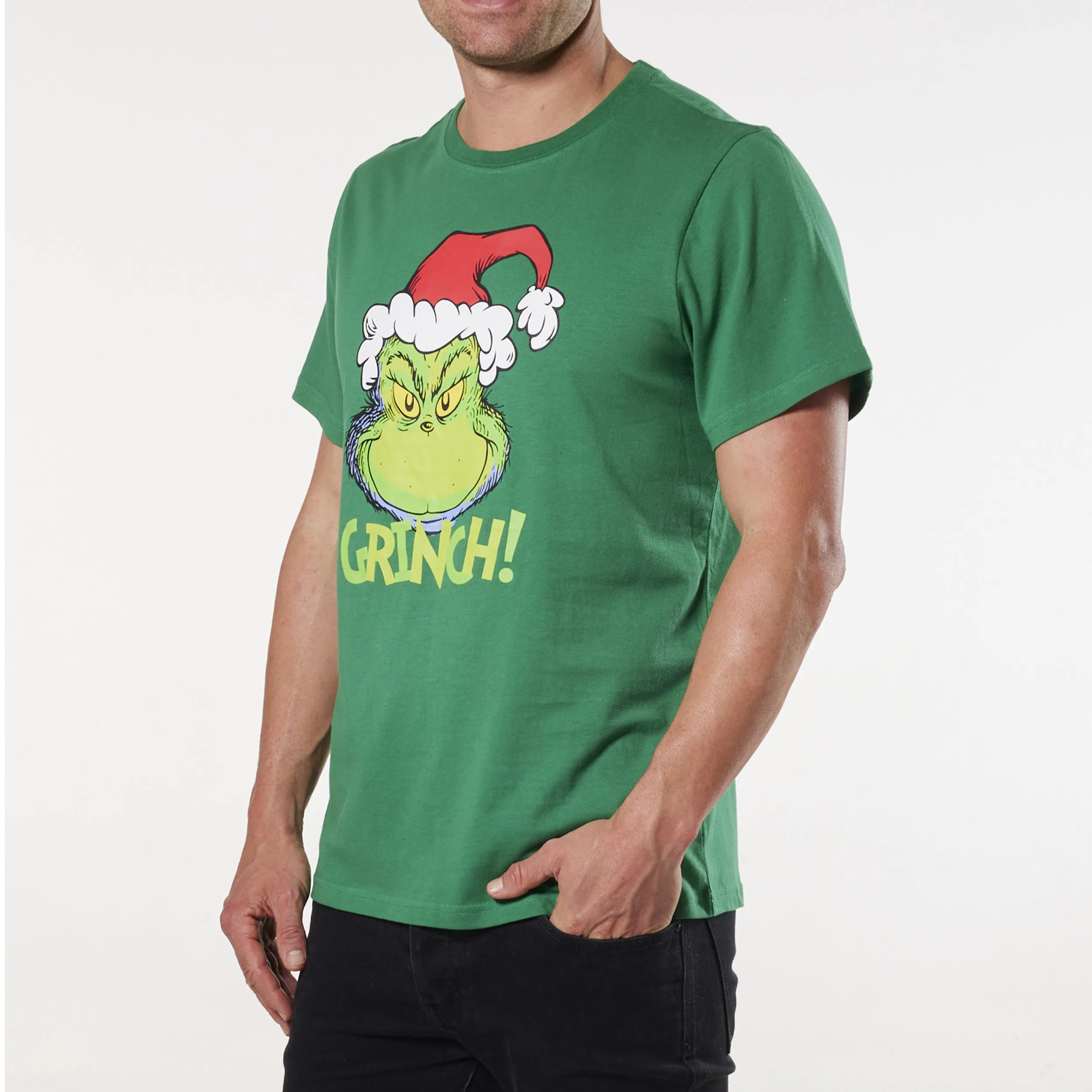 Men's Grinch Christmas Cotton Printed Tee - Green