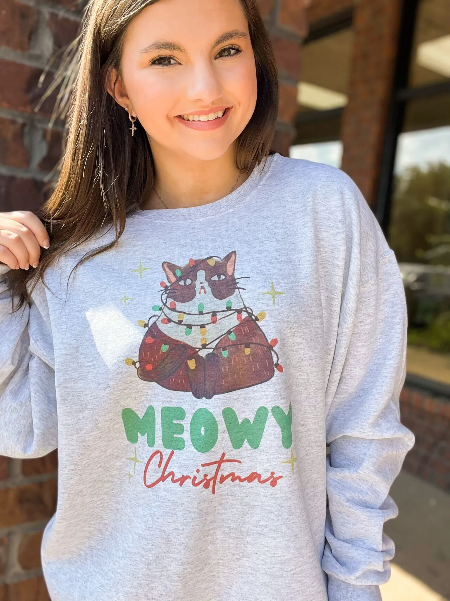 Meowy Christmas Graphic Sweatshirt