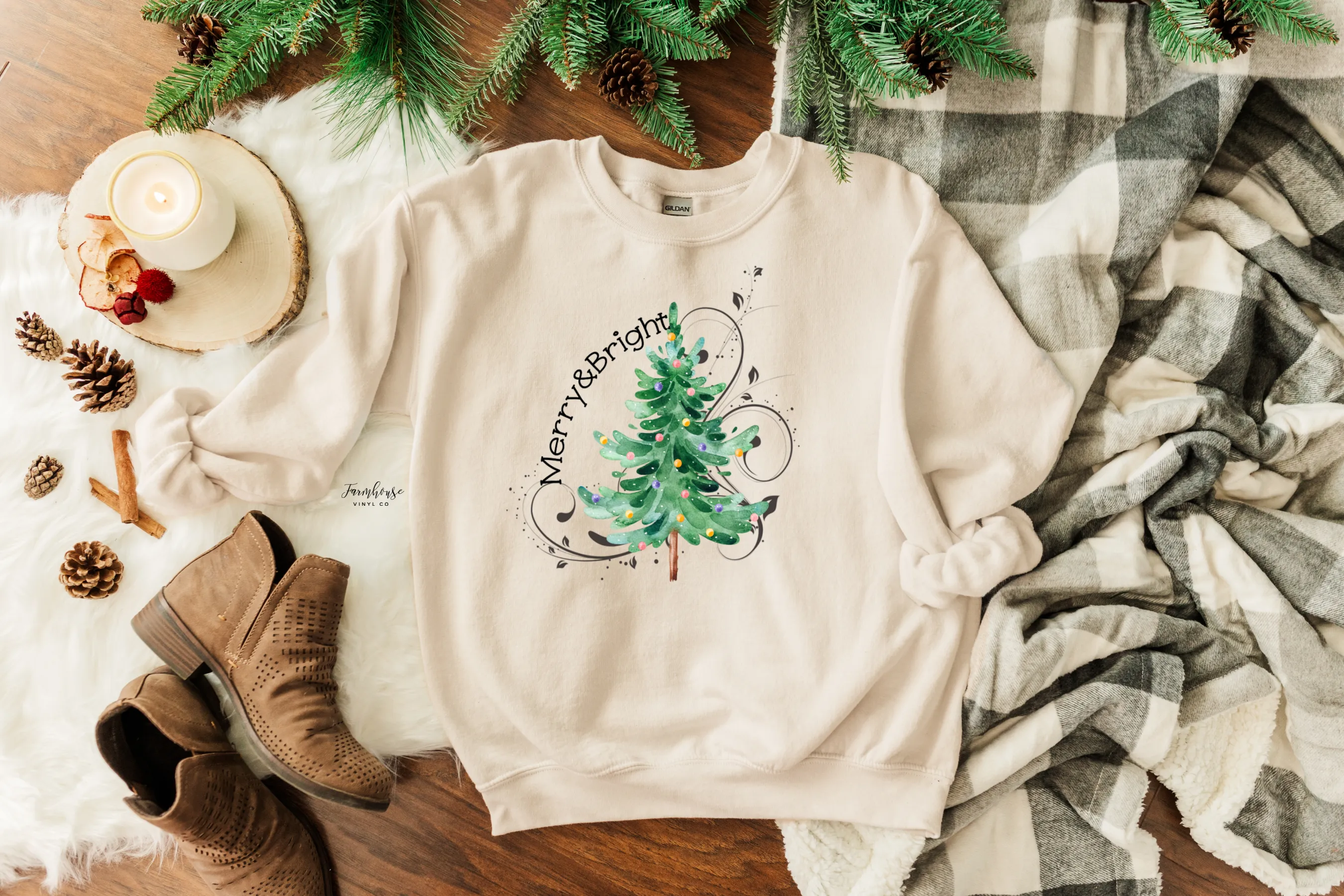 Merry And Bright Christmas Tree Shirt