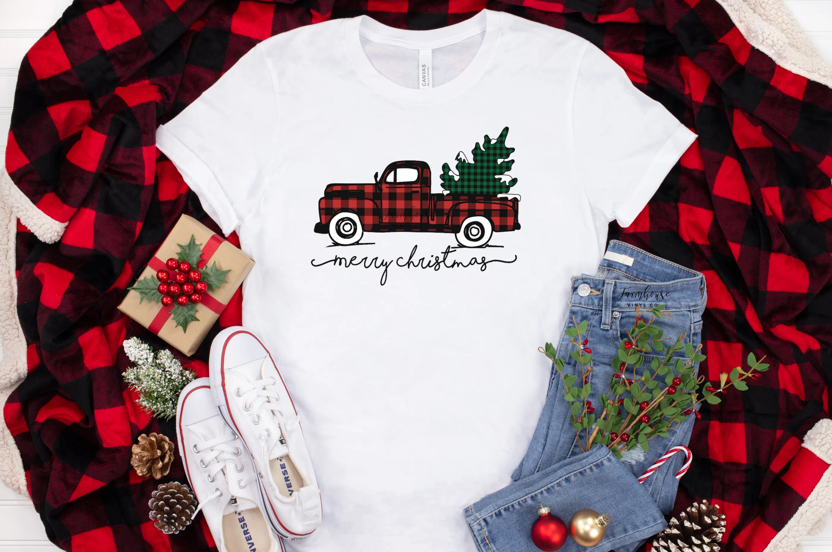 Merry Christmas Buffalo Plaid Christmas Tree Truck Shirt