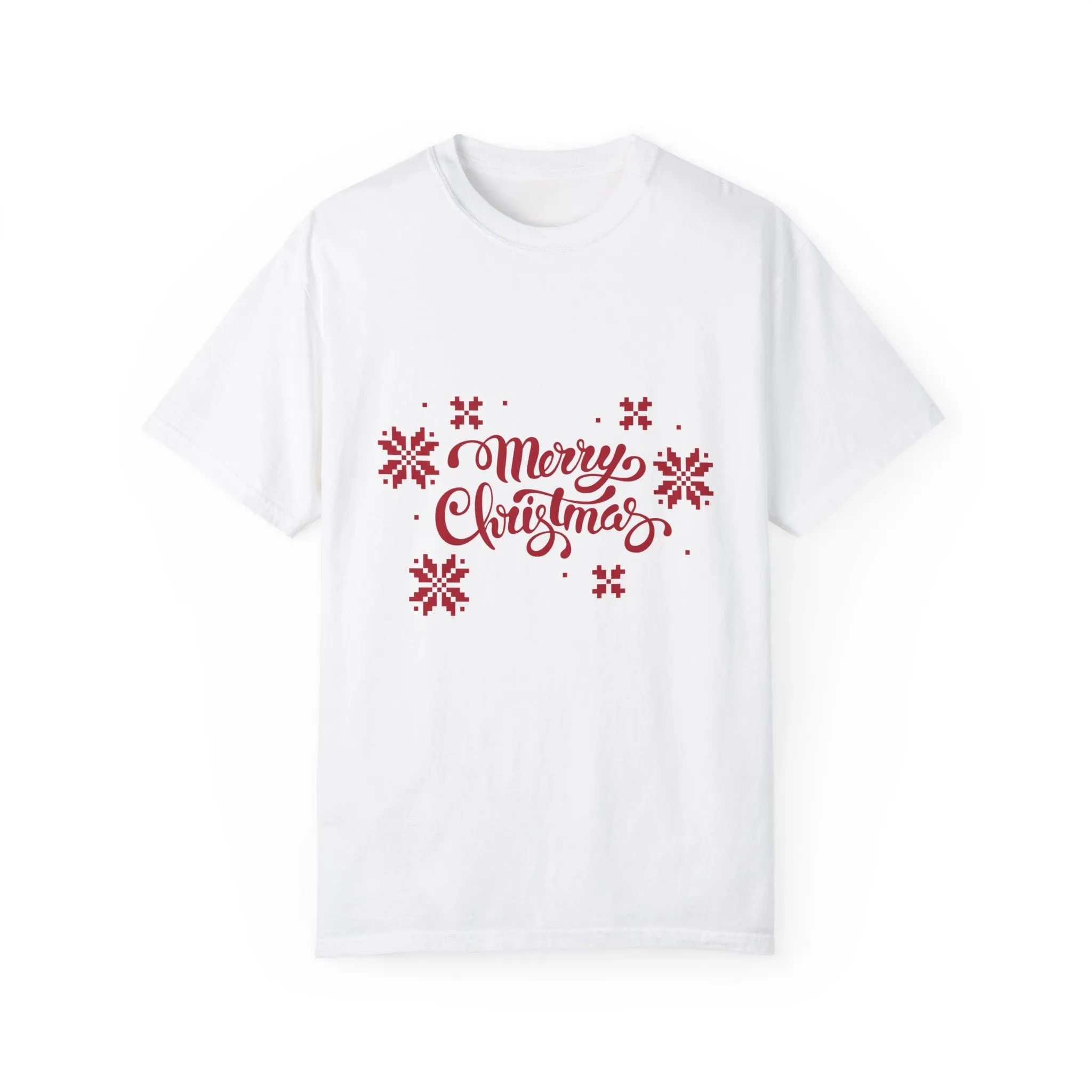 Merry Christmas Jacquard Unisex T-shirt with Italian Design print | Red | Giada Valenti | Christmas T-shirt | Christmas gift