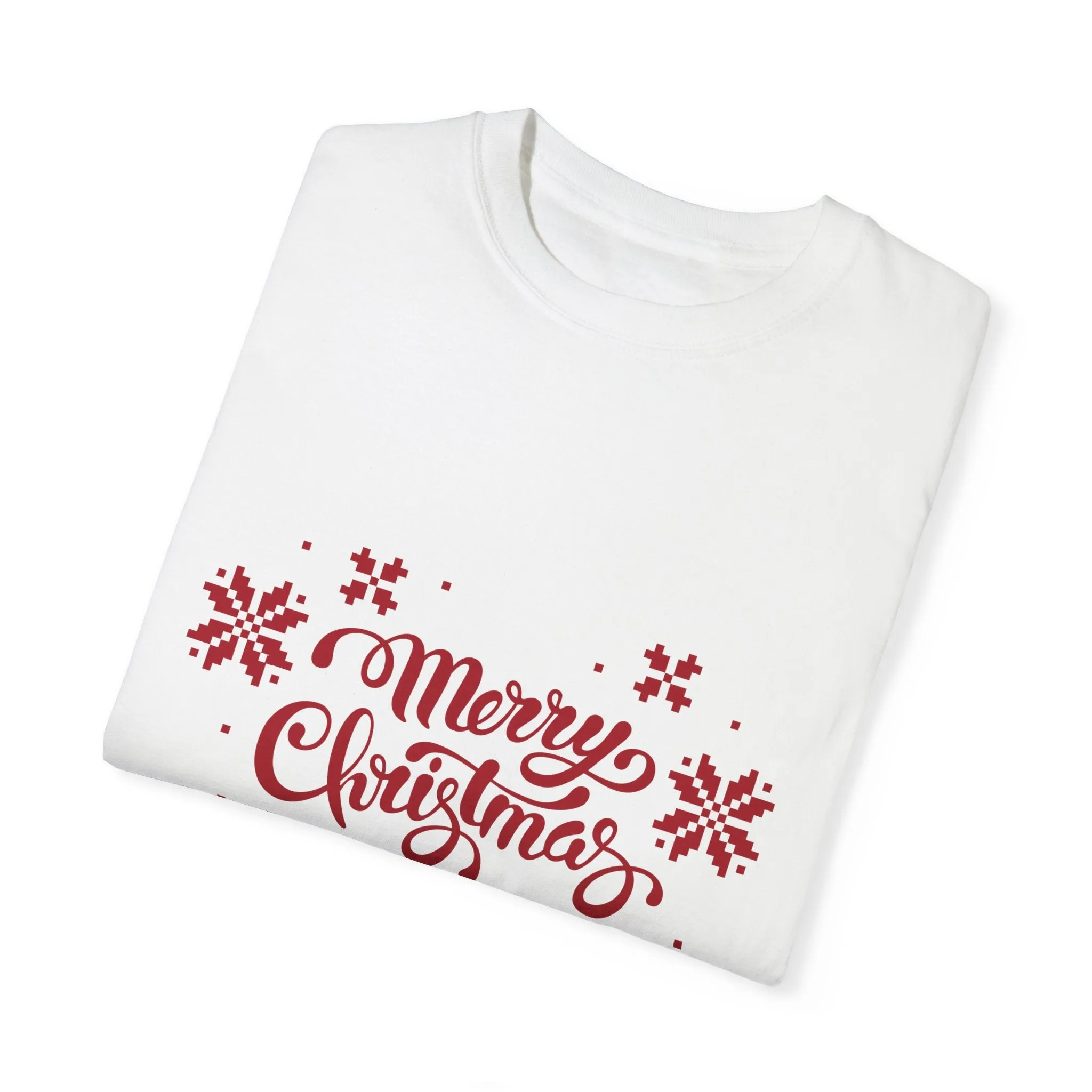 Merry Christmas Jacquard Unisex T-shirt with Italian Design print | Red | Giada Valenti | Christmas T-shirt | Christmas gift