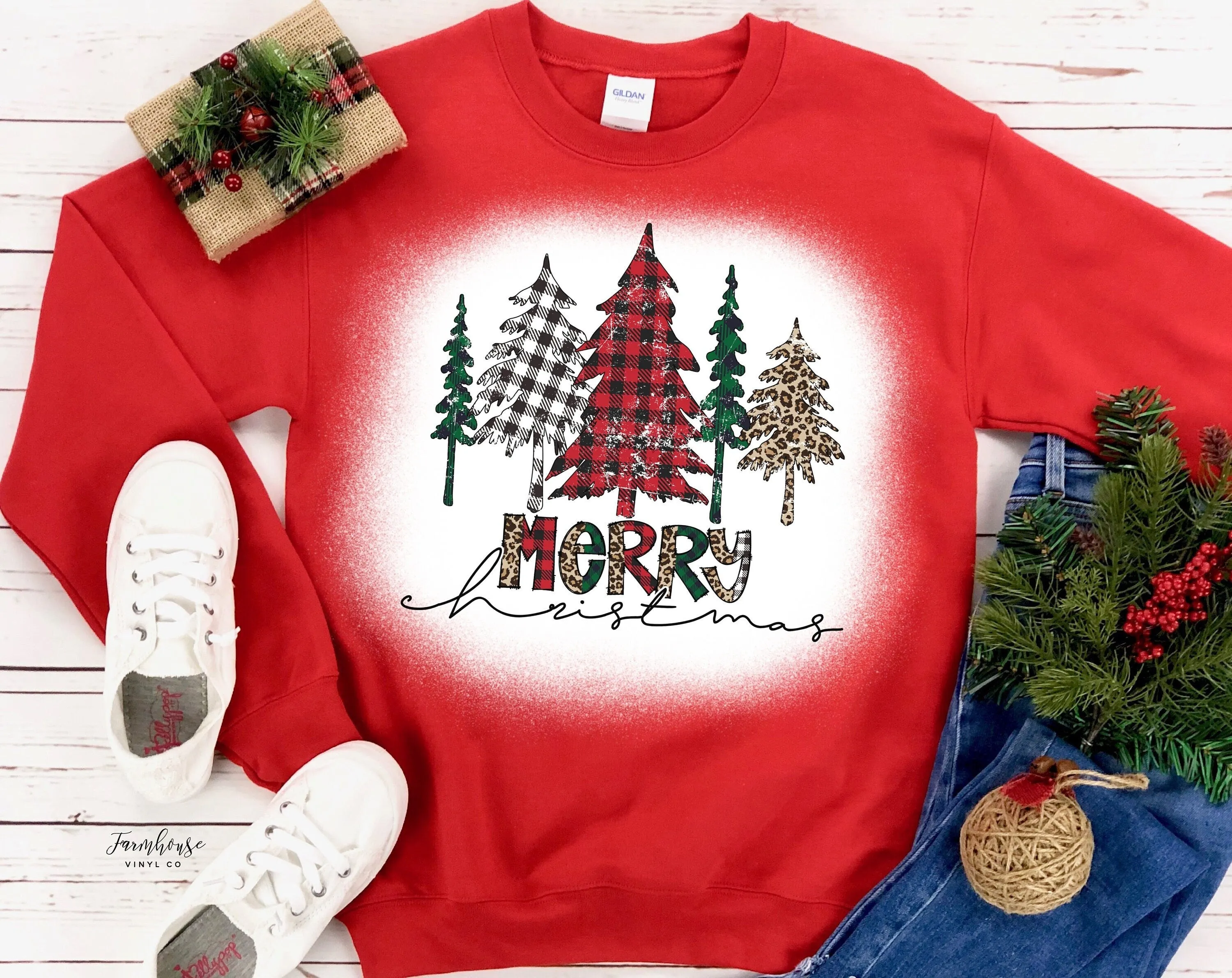 Merry Christmas Plaid Farmhouse Christmas Sweatshirt