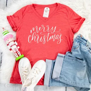 Merry Christmas Relaxed Ladies Vneck