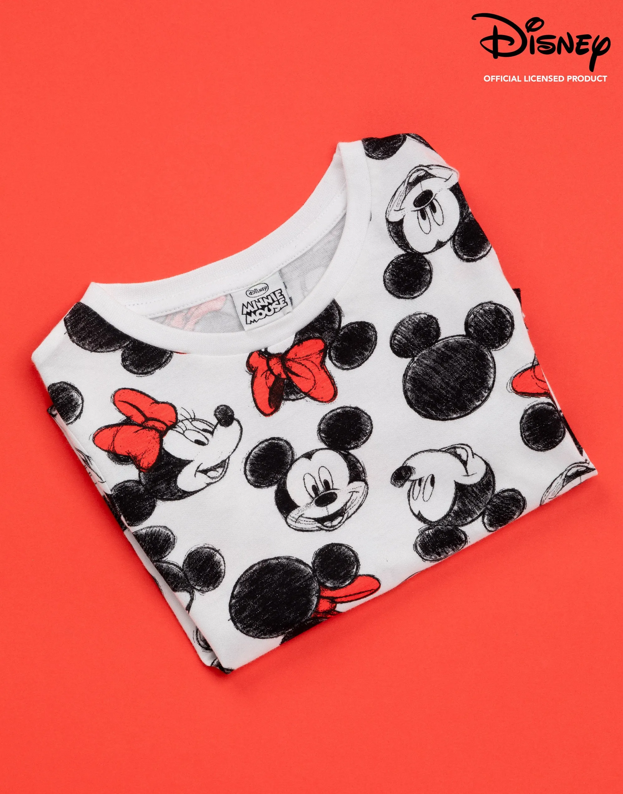 Mickey And Minnie Mouse All Over Print Girl's T-shirt