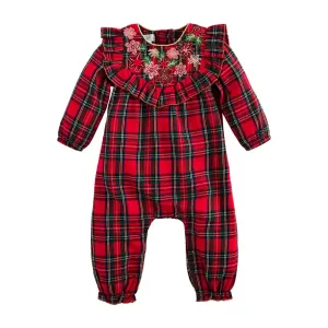 Mud Pie Tartan Floral Onesie