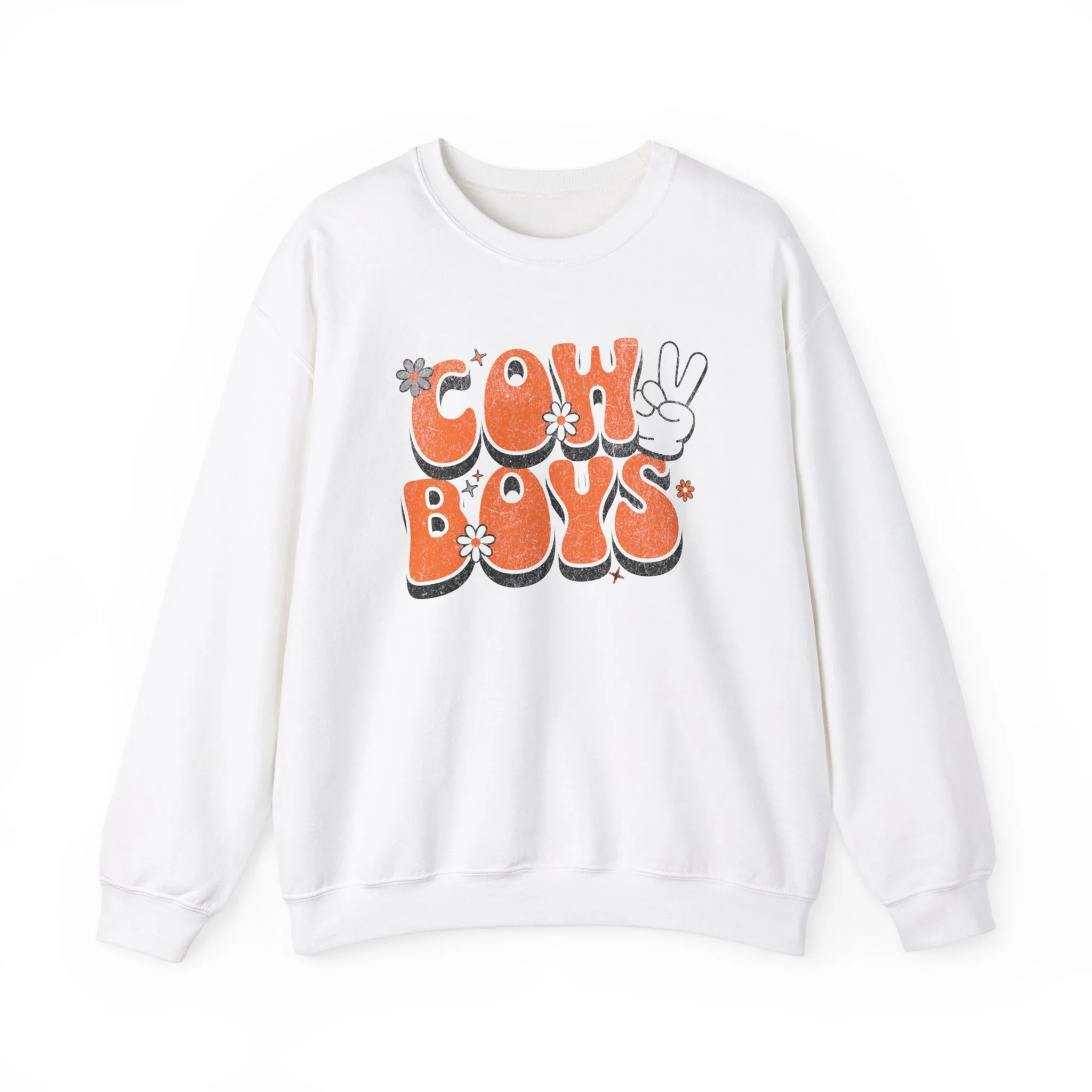 Oklahoma "Peace, Love, Cowboys" Sweatshirt | Cowboys Unisex Heavy Blend™ Crewneck Apparel | Boone Pickens Game Day Sweater