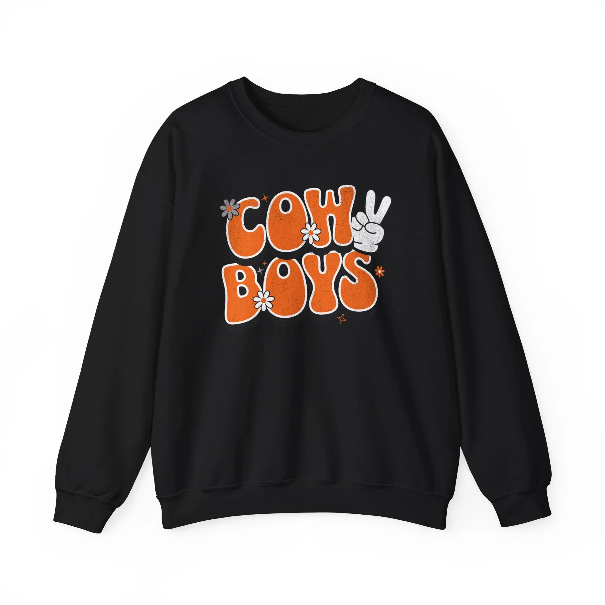 Oklahoma "Peace, Love, Cowboys" Sweatshirt | Cowboys Unisex Heavy Blend™ Crewneck Apparel | Boone Pickens Game Day Sweater