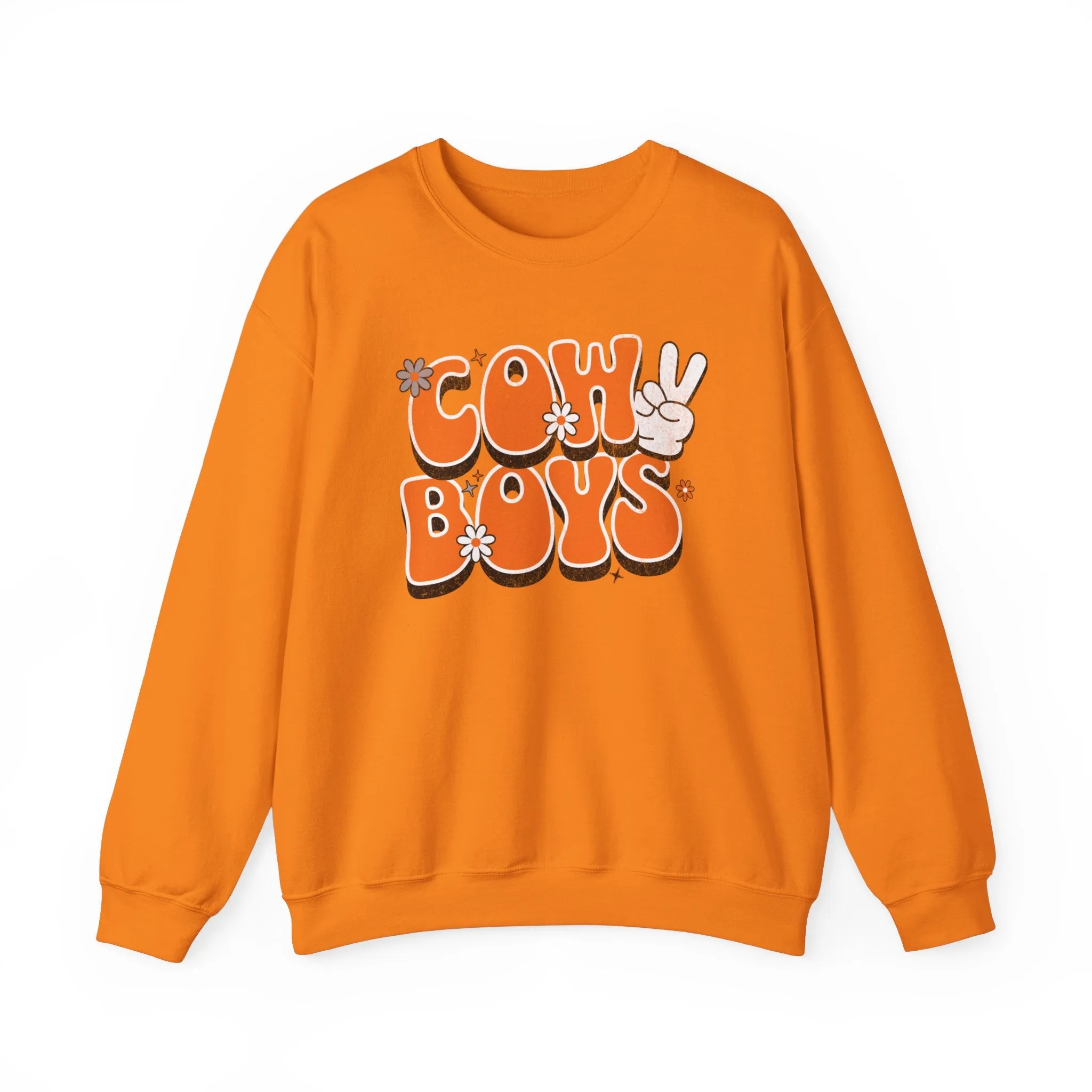 Oklahoma "Peace, Love, Cowboys" Sweatshirt | Cowboys Unisex Heavy Blend™ Crewneck Apparel | Boone Pickens Game Day Sweater